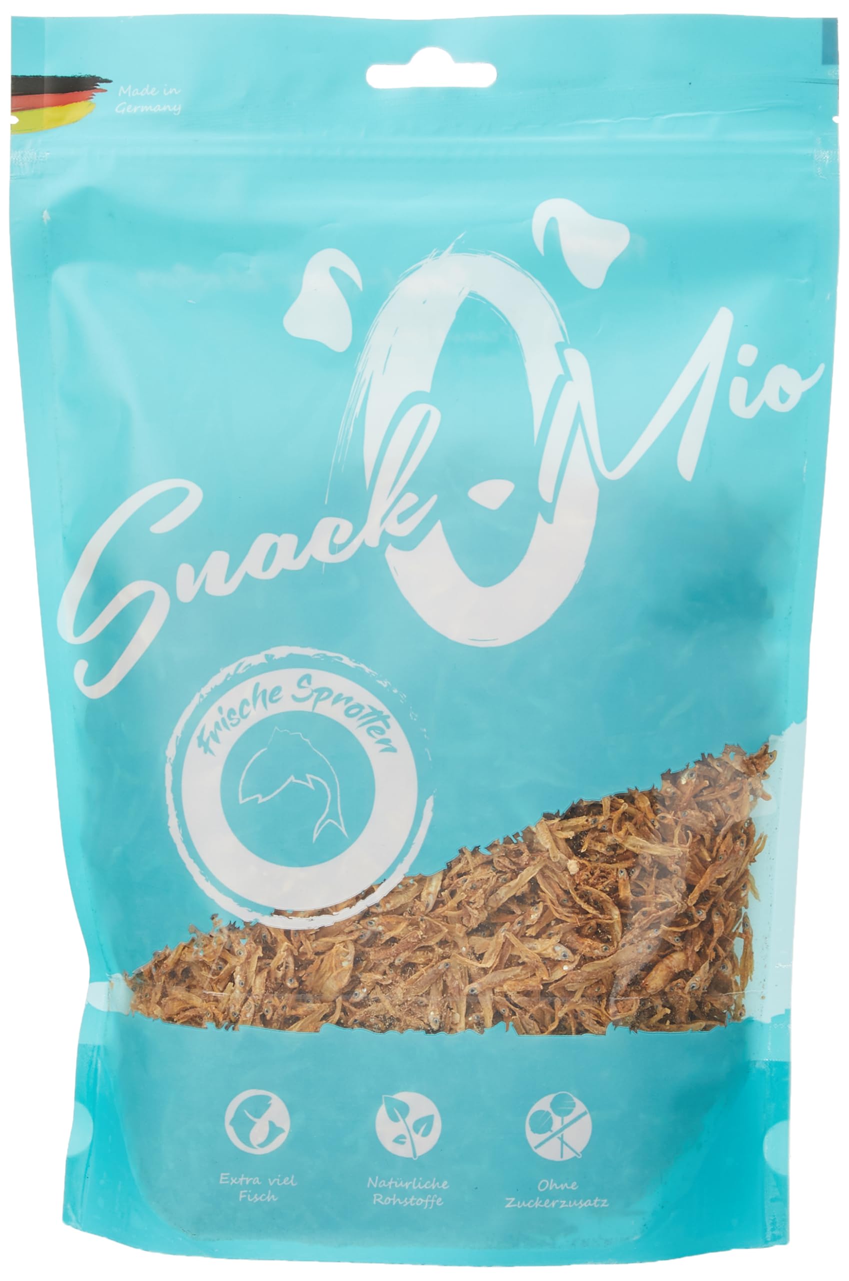 SnackOMio - Snack Premium para Perros - espadín Fresco, sin Cereales, 1 Paquete (1 x 300 g)