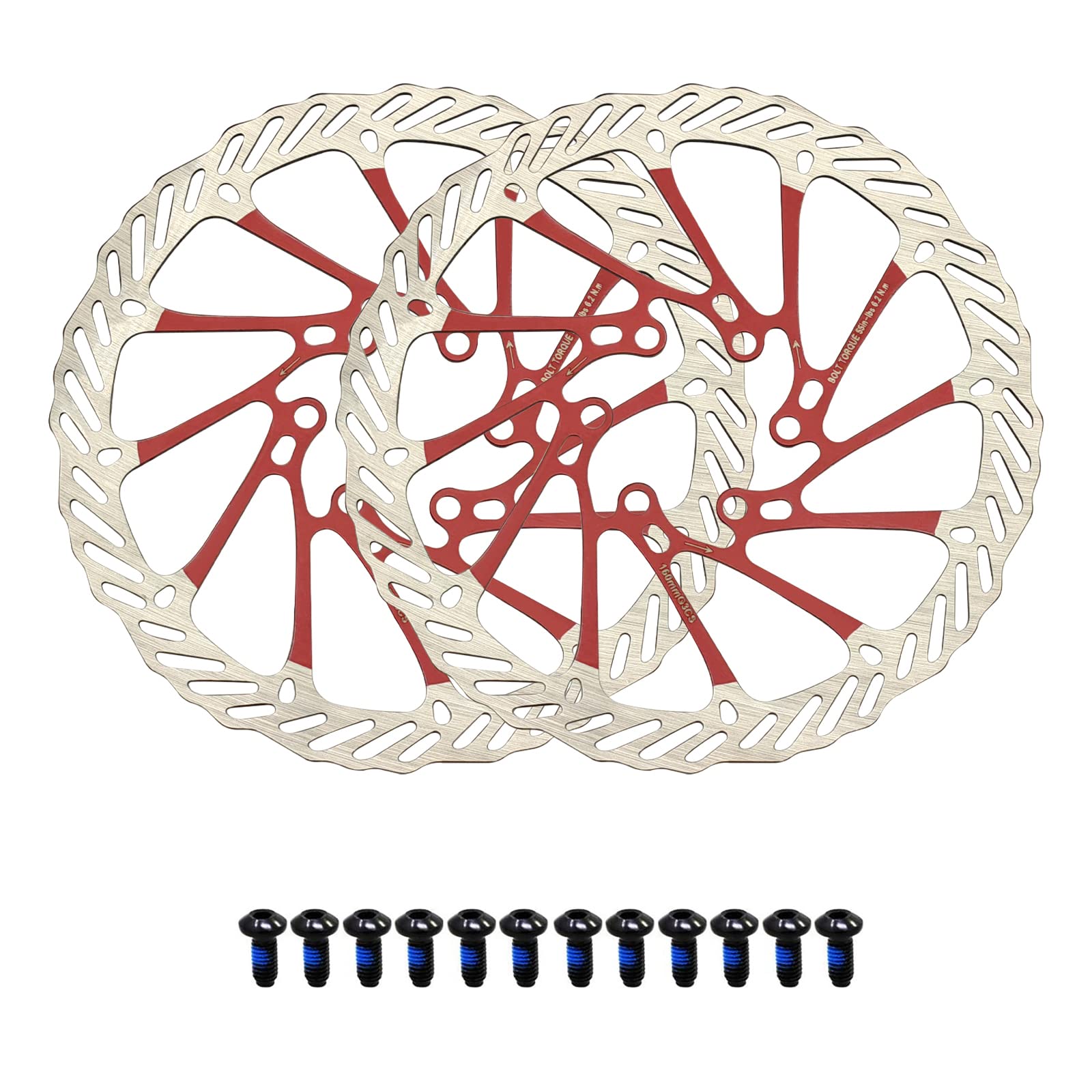 Jane Eyre 180mm Bicycle Brake Disc 2 Pieces Disc Brake Bicycle Rotor with 12 Screws Suitable for Most Bicycles Road Bikes