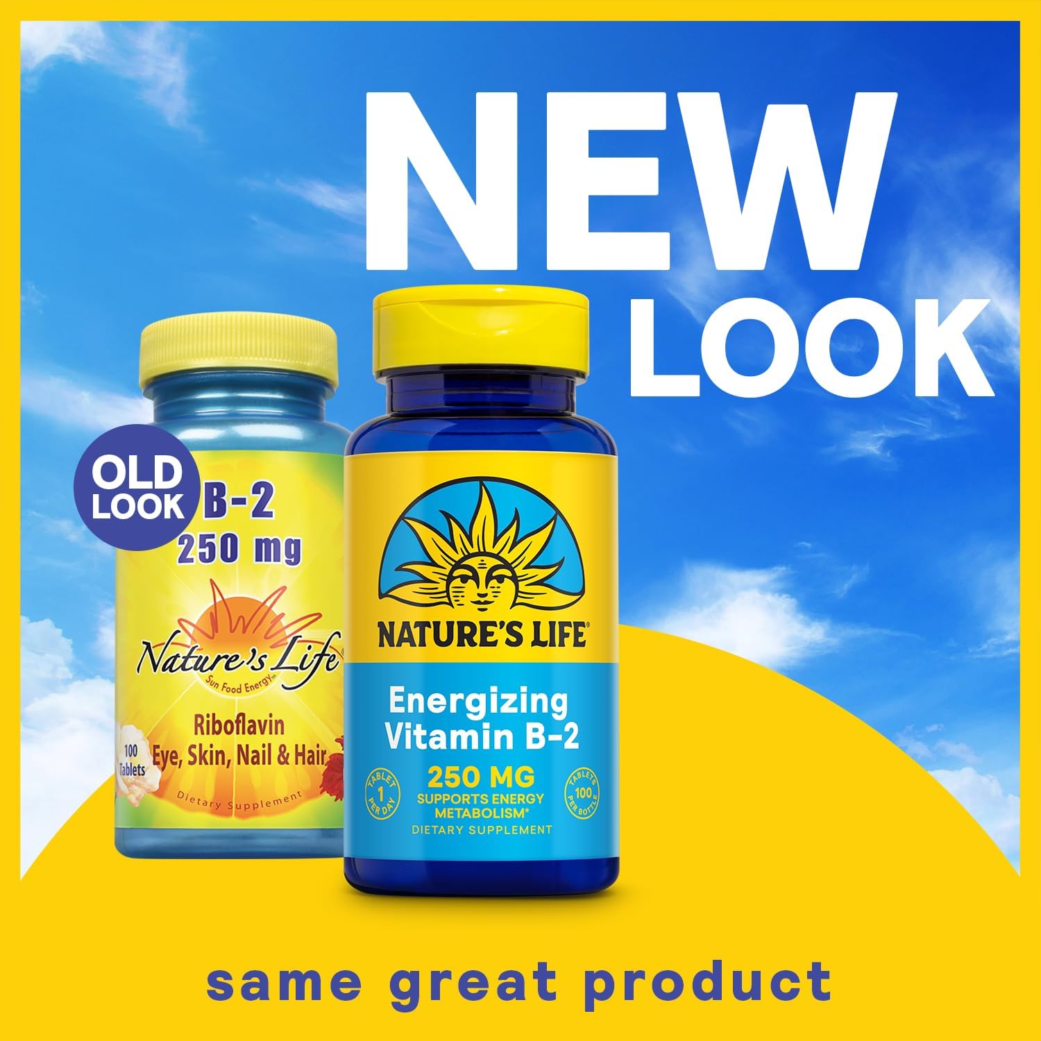 Nature's Life Vitamin B-2 250mg Powerful Support for Healthy Skin & Metabolism Easy-to-Swallow Tablets Non-GMO & Vegetarian 100ct