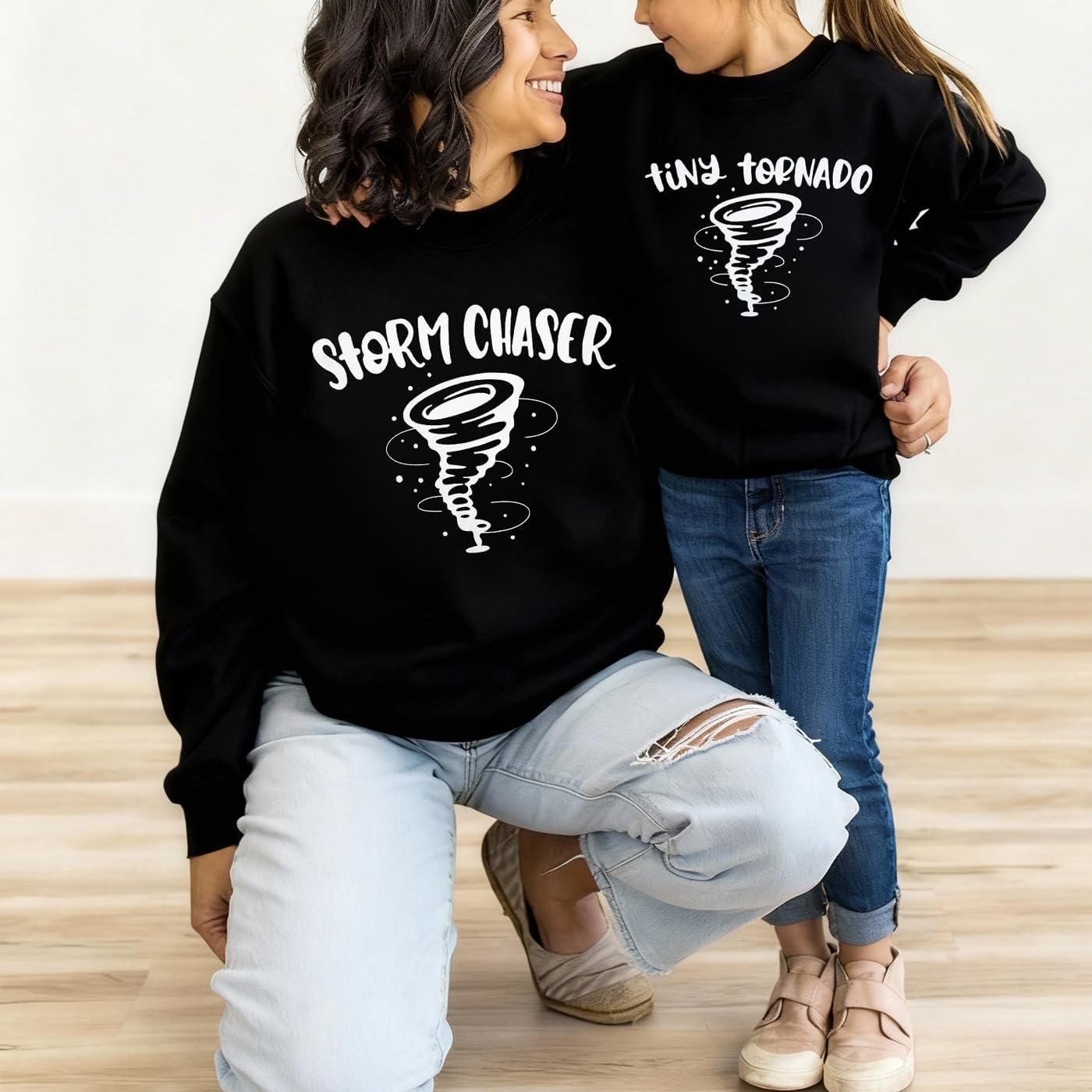 LOTUCY Storm Chaser Mom Toddler Matching Sweatshirt Mommy And Me Matching Outfits Mother Son Daughter Long Sleeve Tops