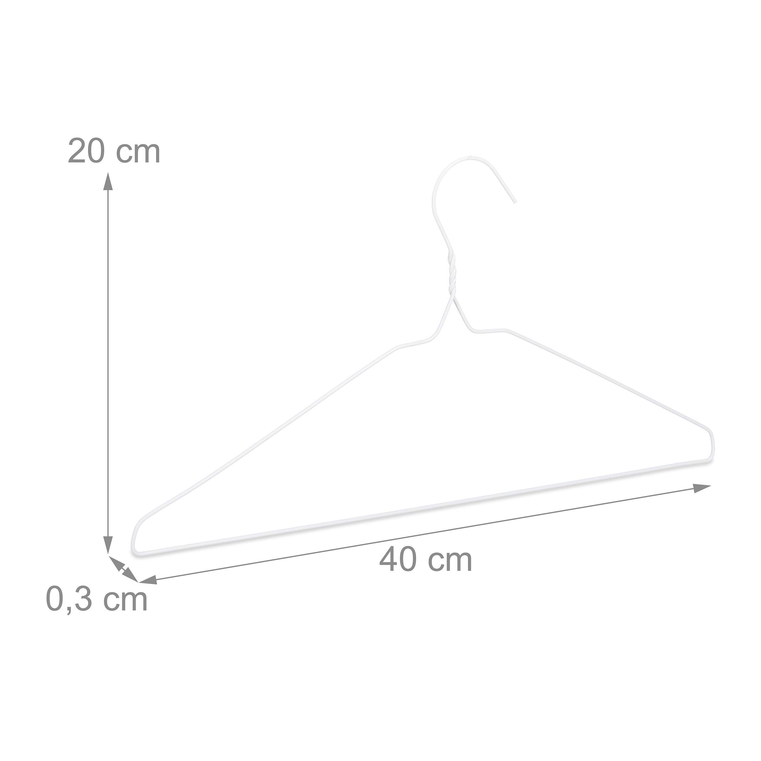 Relaxdays Drahtbügel, 50er Set, für leichte Kleidung, platzsparende Draht Kleiderbügel, Steg für Hosen und Röcke, 40 cm