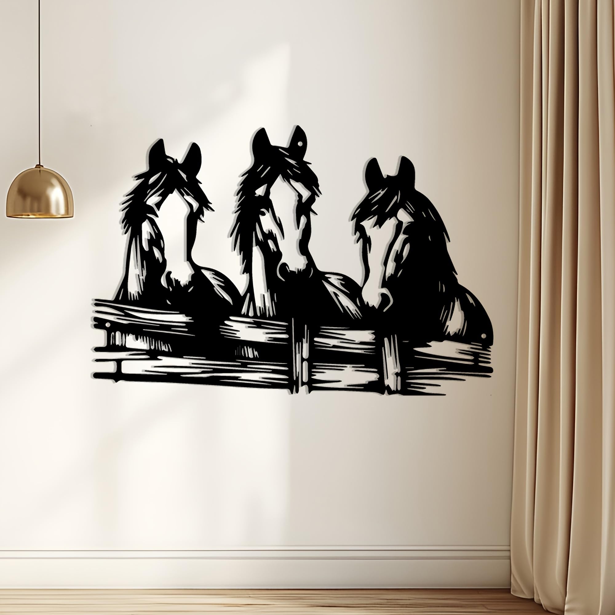 Estatua de caballo de metal abstracto contemporáneo para decoración de pared - Escultura ecuestre rústica con base resistente, construcción duradera para patio, balcón, sala de estar, terraza (30