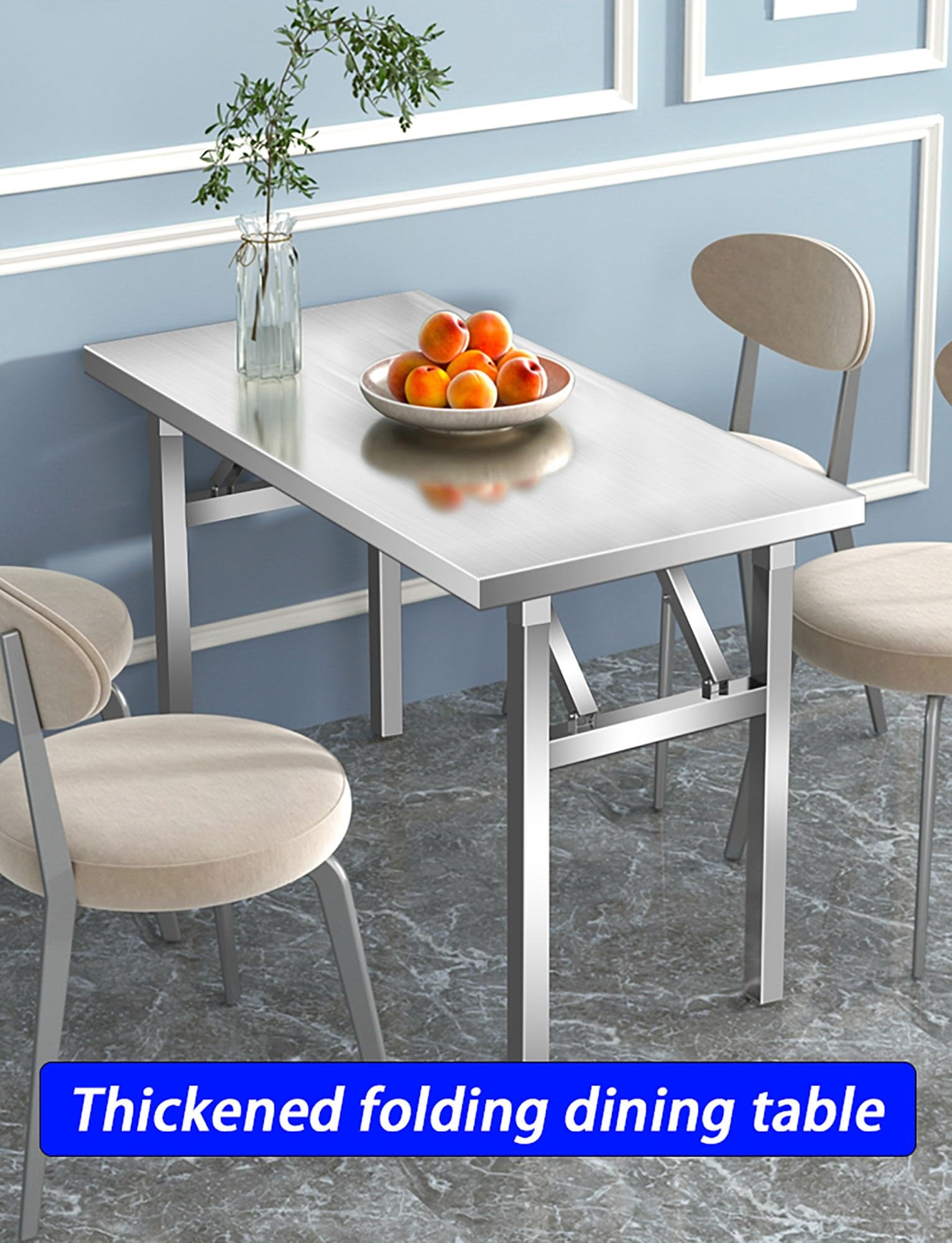 Table pliante en acier inoxydable, table de travail portable robuste pour utilitaire, cuisine commerciale, préparation de restaurant, garage