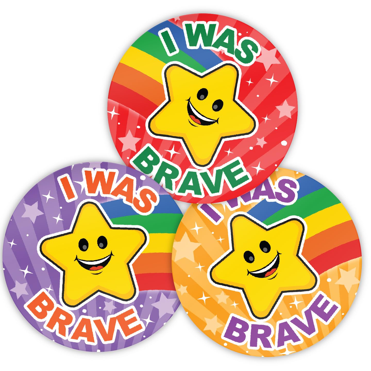 Stone Melon Multicolor School Reward Stickers 144 I Was Brave Star Bravery Stickers 30Mm Round Awards Nursery Teachers Parents Children Kids