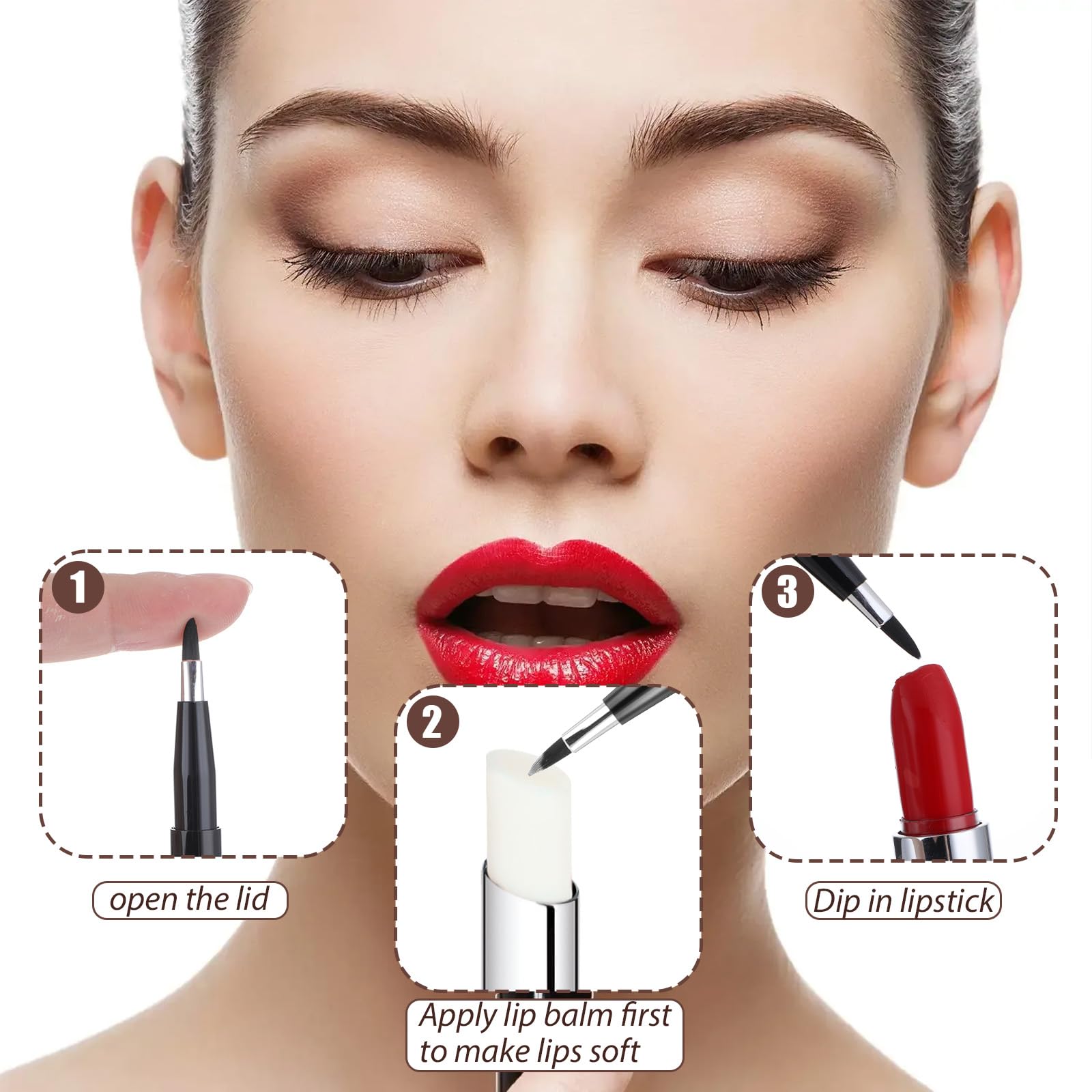 2 pennelli per rossetto, correttore per trucco retrattile, per labbra
