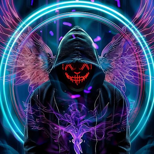 Miniatura 7 de Máscara de Halloween con luz LED, máscara de purga de Halloween con 4 modos de iluminación, máscara de grito aterrador para festivales y cosplay