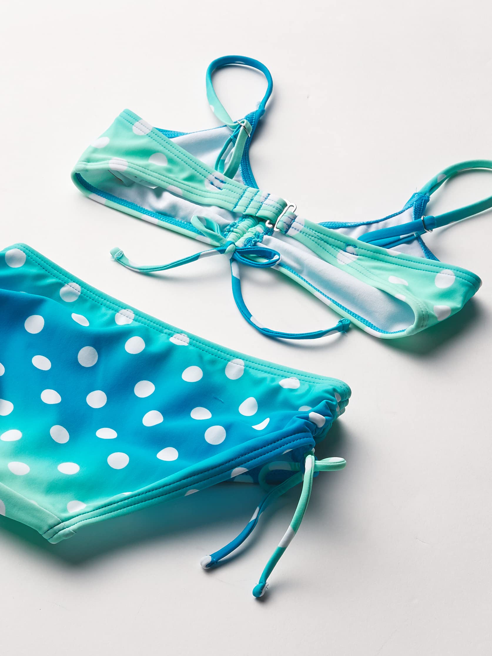 Kanu Surf Girls' Willow V-Neck Bikini Beach Sport 2-Piece Swimsuits, Dots Blue, 7