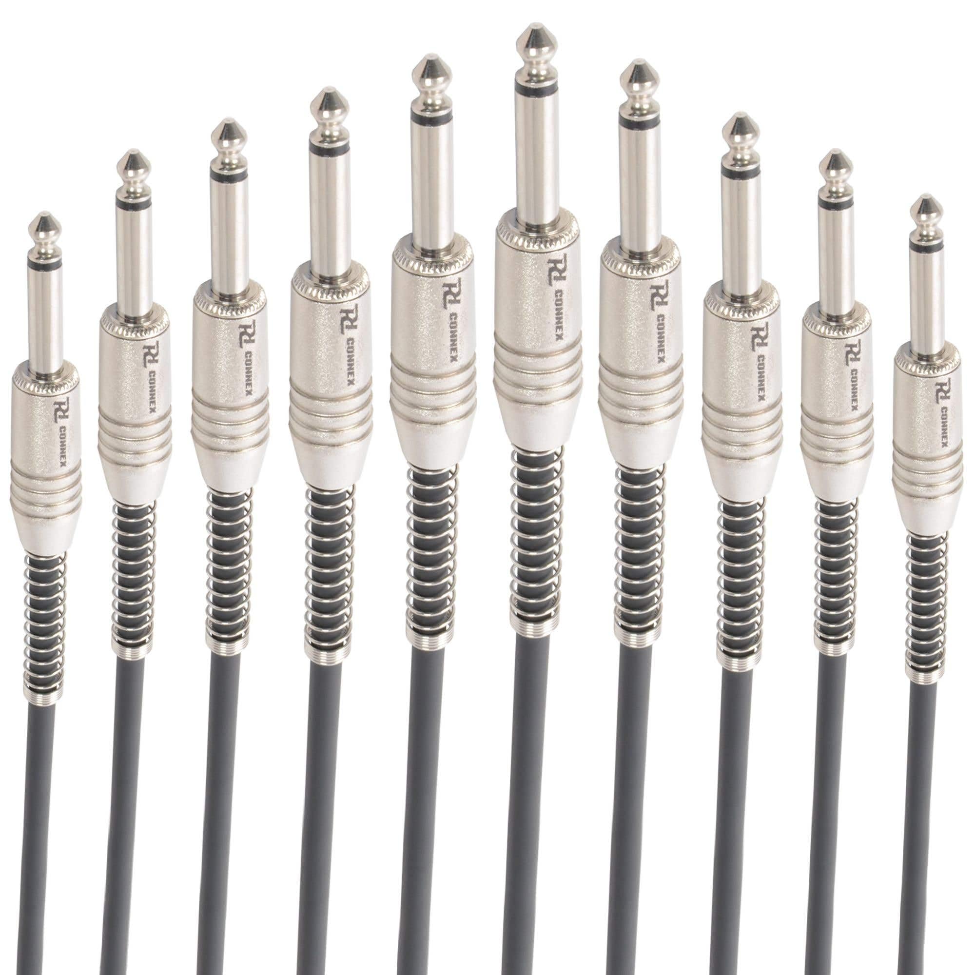 Power Dynamics PD Connex - Câble Audio Cordon Guitare 10 x 3m, Jack 6,35 Mâle Mono/Jack 6,35 Mâle Mono, Idéal pour Relier votre Table de Mixage, vos Enceintes, Guitares