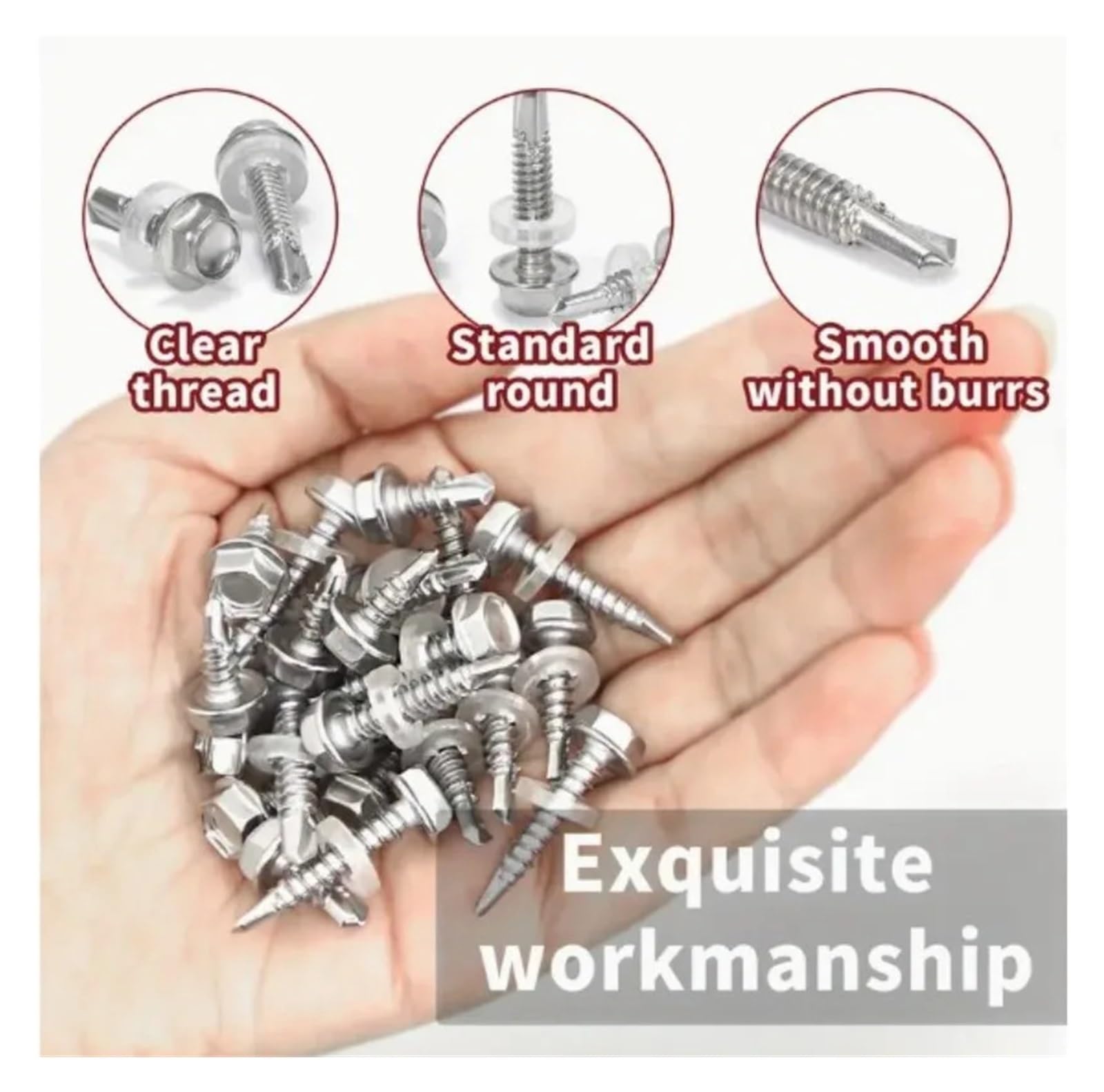 Tornillos Autorroscantes Tornillo autorroscante de acero inoxidable, cabeza arandela Hexagonal Metal, tornillos hoja autoperforantes, Kits surtidos sujetadores Hardware DIY(100PCS,M4.8x25)