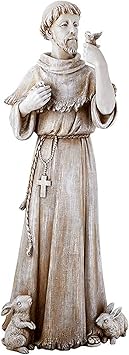 Avalon Gallery Garden Statue - Saint Francis Stone-Resin Indoor/Outdoor Catholic Sculpture, 24" Tall, Bird & Rabbit