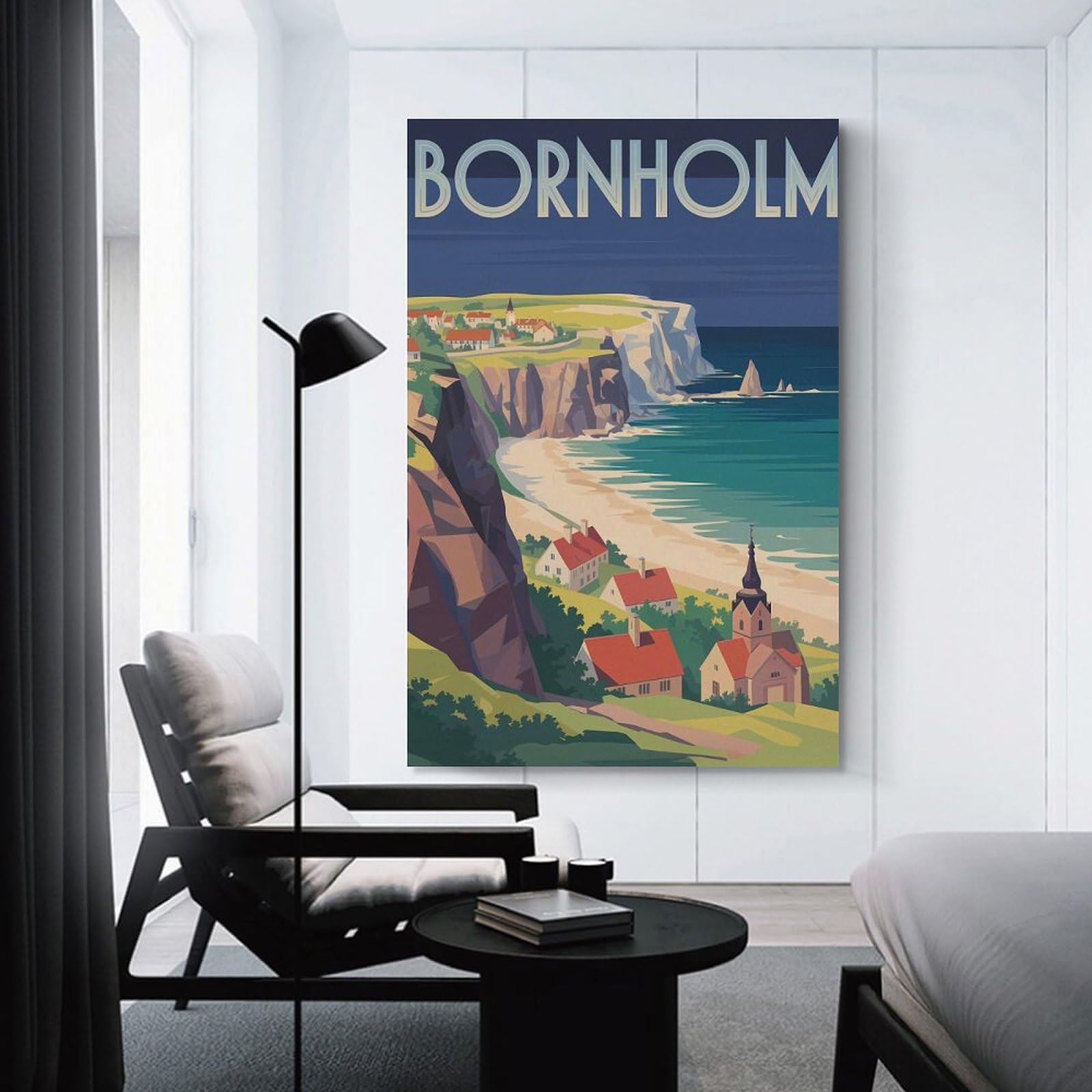 Junmoney Unframe-Style-6 Bornholm Travel (2) Canvas Wall Decor, 12X18inch(30X45cm), For New Homes, Bedrooms Or Workspaces, Gift Idea For Housewarming And Birthdays
