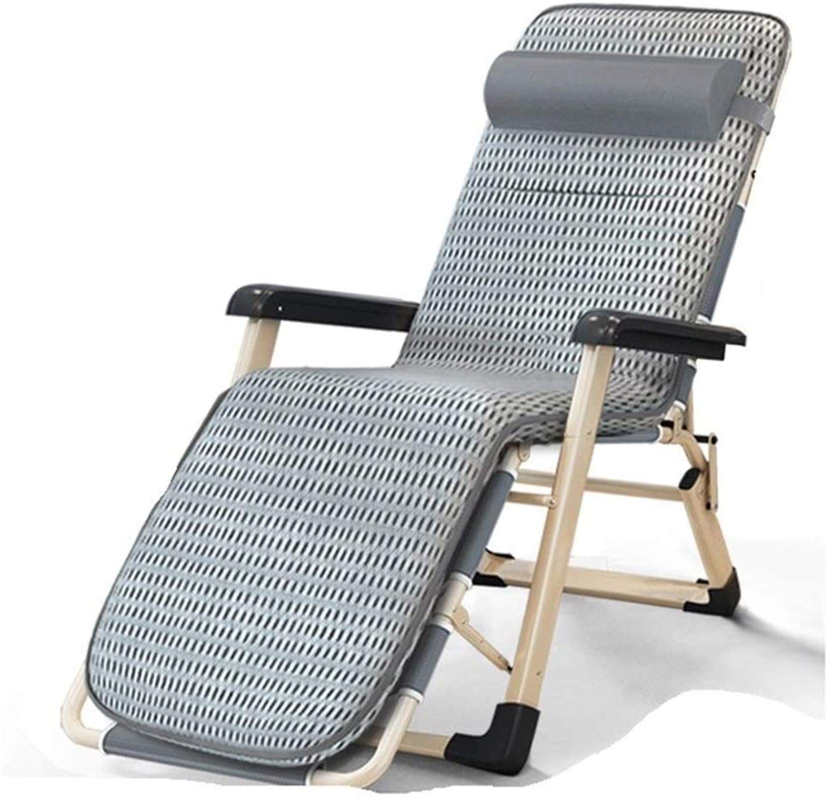 Chaise longue pliante et réglable grise avec dossier inclinable multiposition