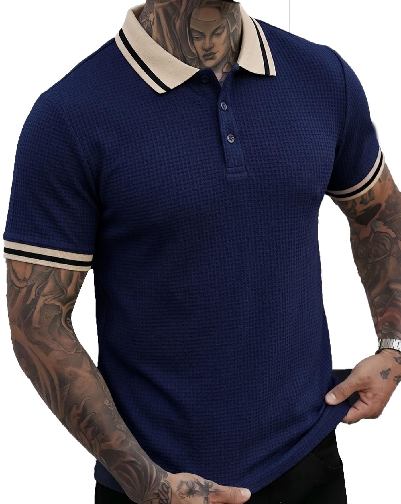 ausk Men's Premium Polo T-Shirt | Regular Fit Textured Fabric | Half Sleeve Lightweight Smart Casual Summer Wear Tshirt for Men-picture-25