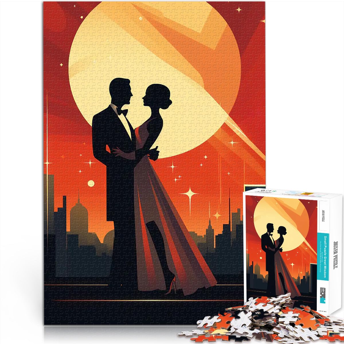 1000 Adult Pieces Jigsaw Puzzle Art Deco City Of Romance Herausforderndes Spiel Geburtstagsgeschenk, Geschenke75x50cm — image 1