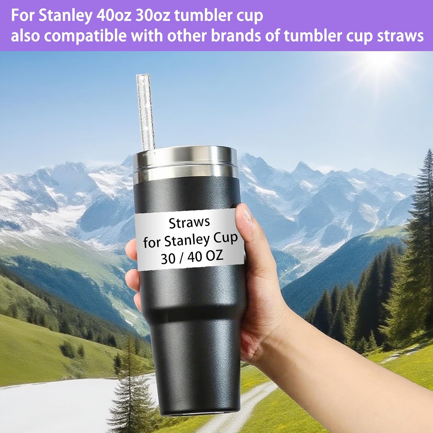 LEDUO 10 Glitter Replacement Straw for Stanley Adventure Quencher 40 30 oz