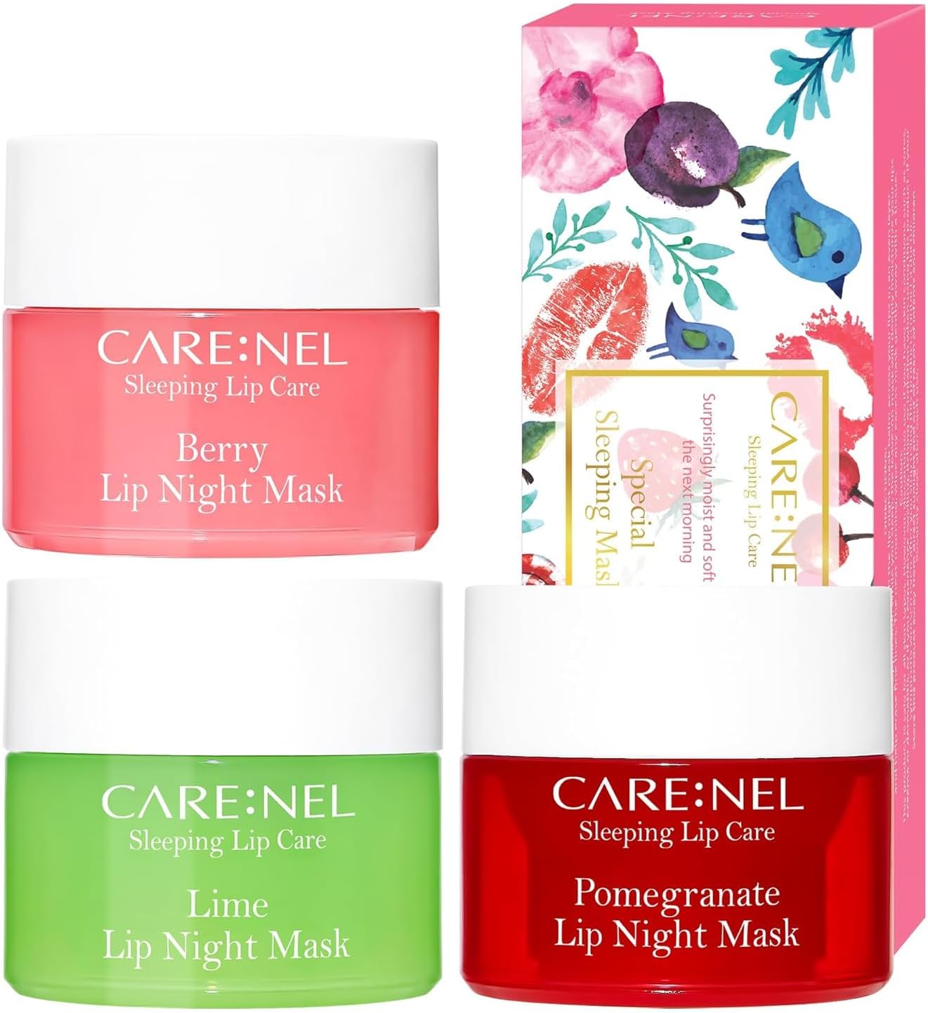 Lip Mask Overnight 5g 3Set (Berry+Lime+Pomegranate) Korean Beauty Intensive Treatments Balm, Nourish, Hydrate, Scrubs Exfoliator