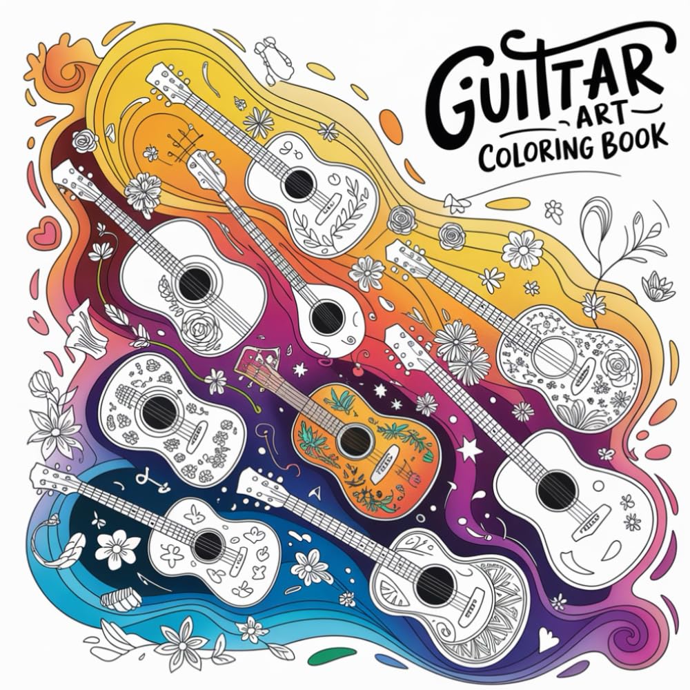 Guitar Art Coloring Book: guitar coloring book, adult coloring book, music lovers coloring book, guitar art coloring, musical instrument coloring ... book for musicians, relaxing adult coloring