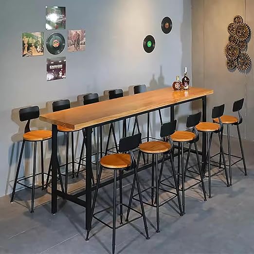 SUZEPER Bar Table Modern Bar Height Table,Solid Wood Top