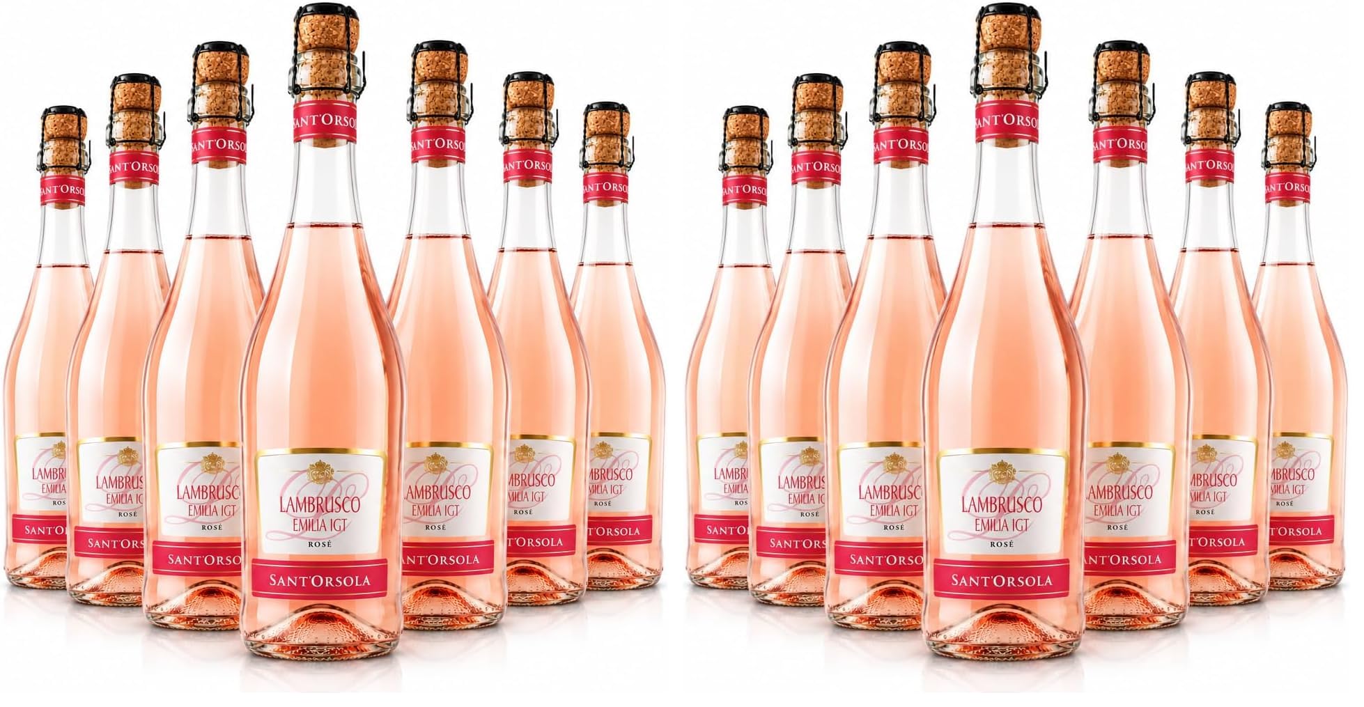 Sant'Orsola Lambrusco Emilia IGT Frizzante Roséwein Schaumwein 6 Flaschen Lambrusco NV trocken (6 x 0.75 l) (Packung mit 2)
