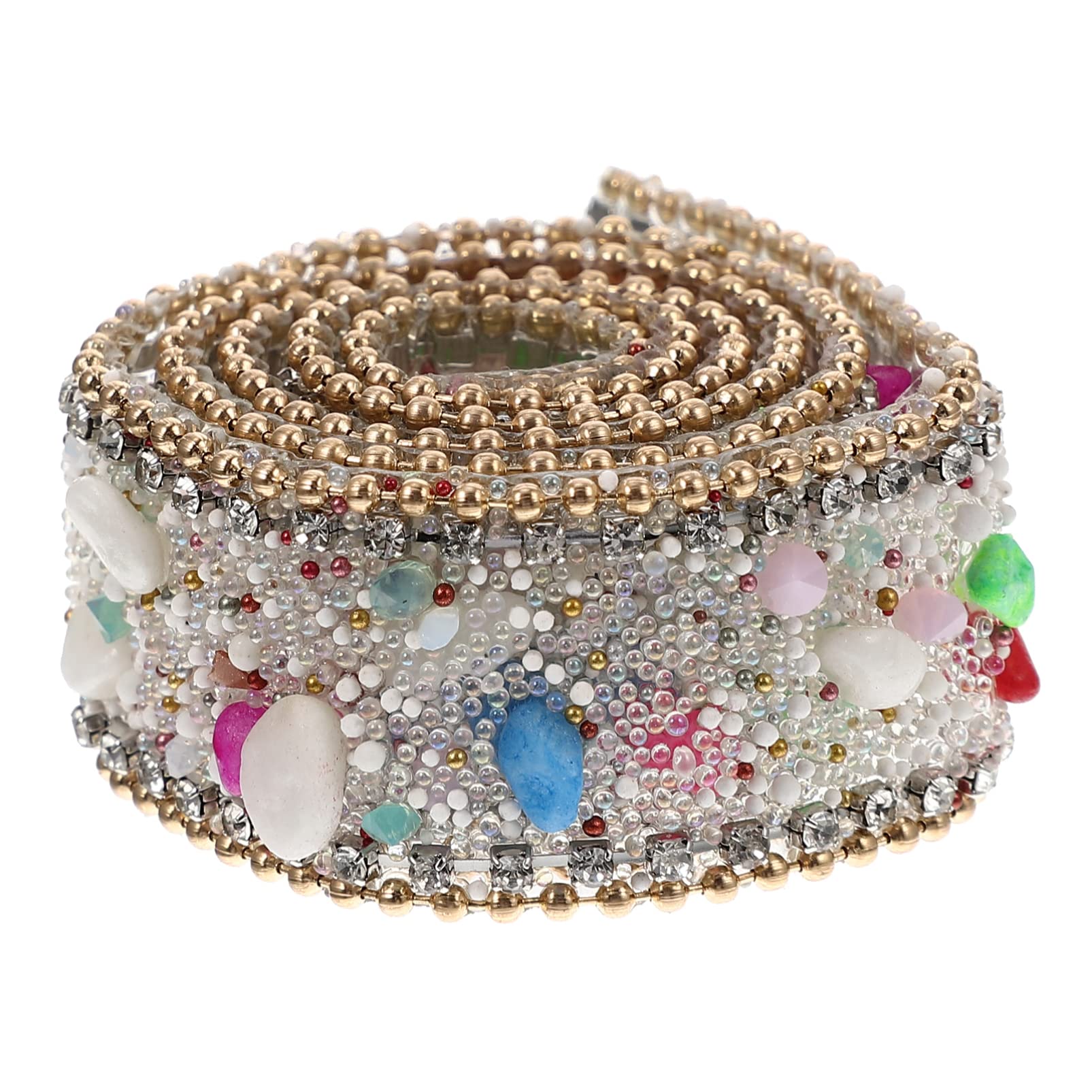 Weißes Kristall-Strassband, Diamant-Bling-Rolle, künstlicher Edelstein, Perlenapplikation, Kettenverzierung, Nähzubehör für DIY, Hochzeit, Brautkleid, Telefondekoration, 2,5 cm breit, 1 Meter (bunt)