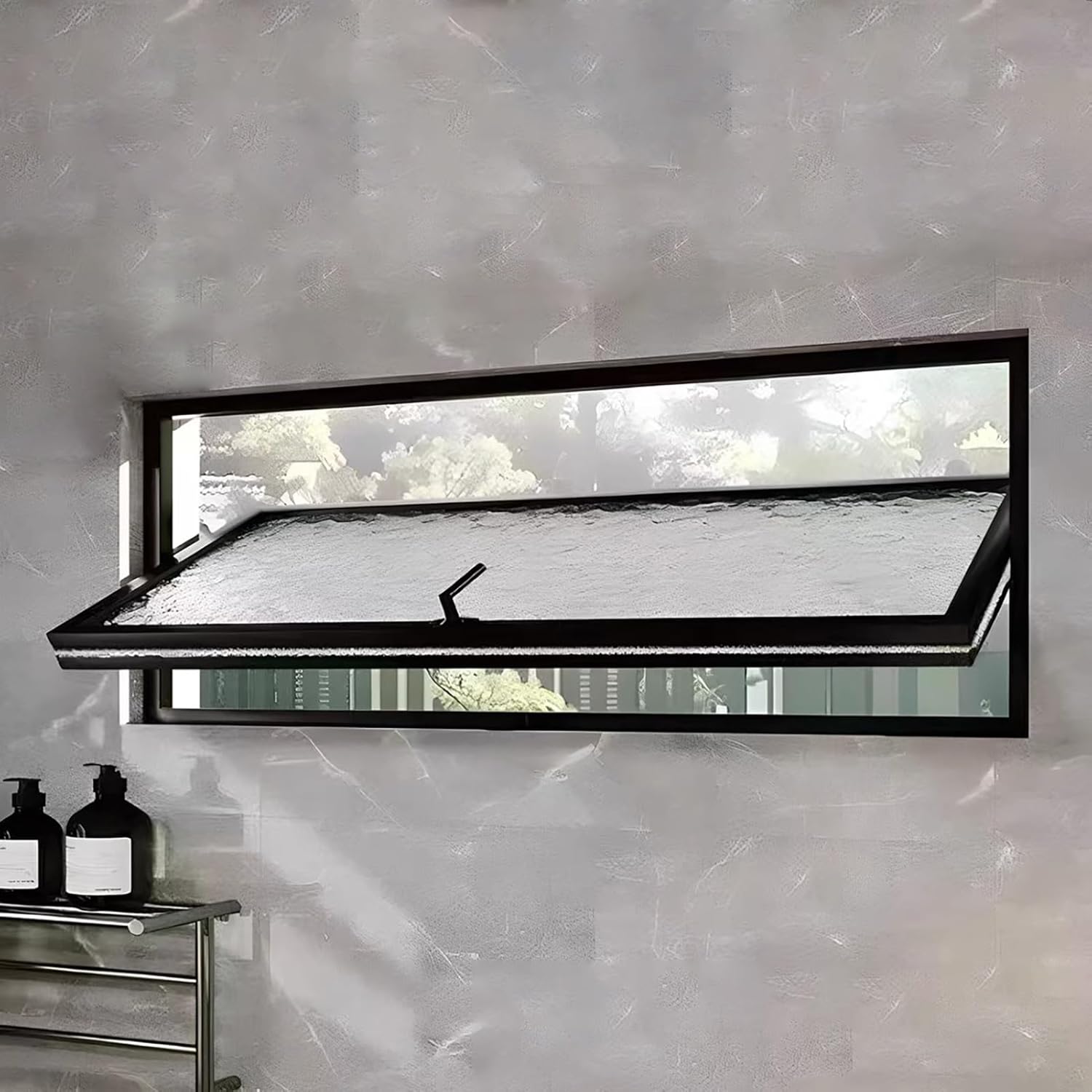 360° Rotating Shed Window with Tempered Glass, Turn Handle Aluminium Window for Bathroom/Garden Rooms, Household/Playhouse Replacement Window(Black,20x24in/50x60cm)