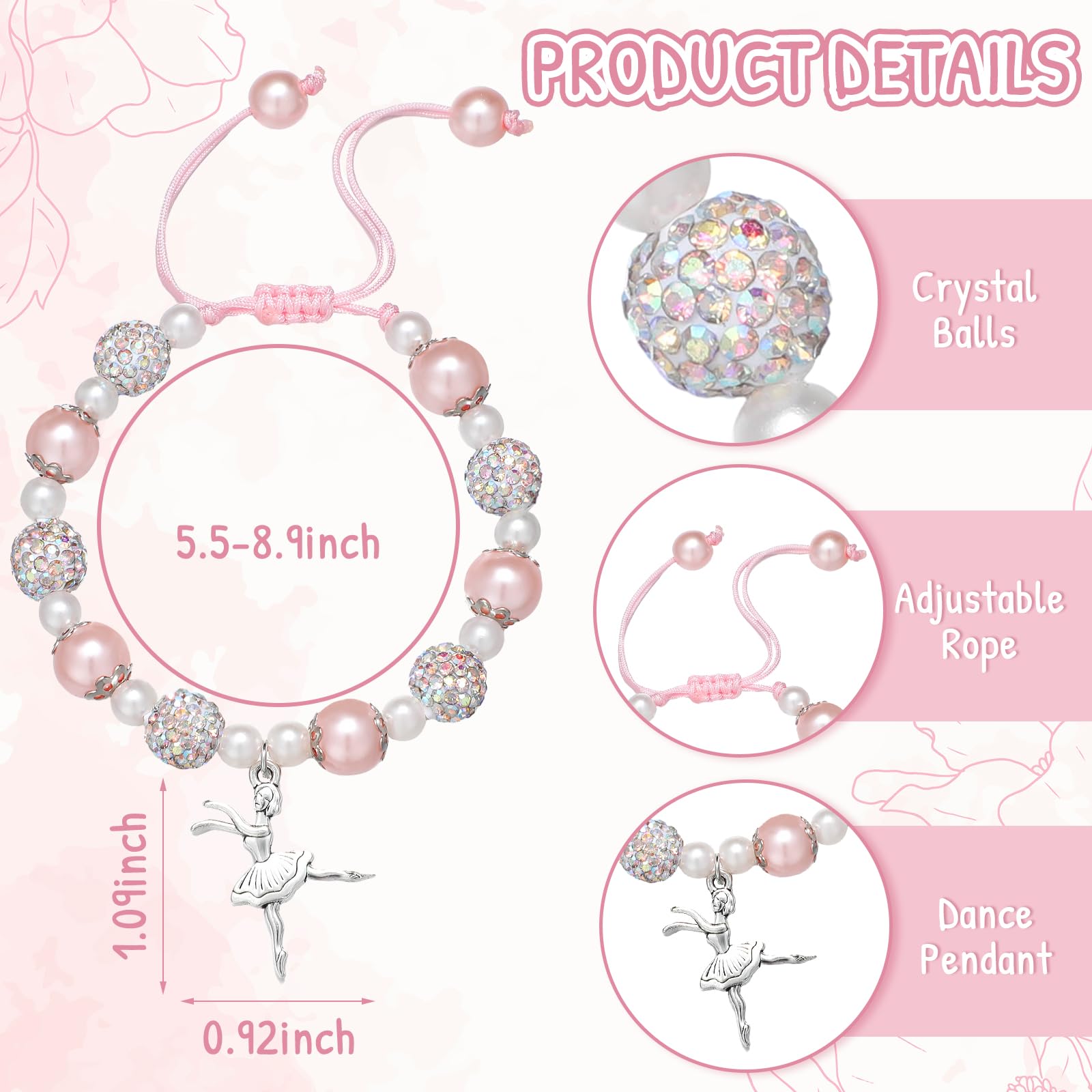 Equsion Set di 24 braccialetti regolabili per ragazze, con biglietto per regali