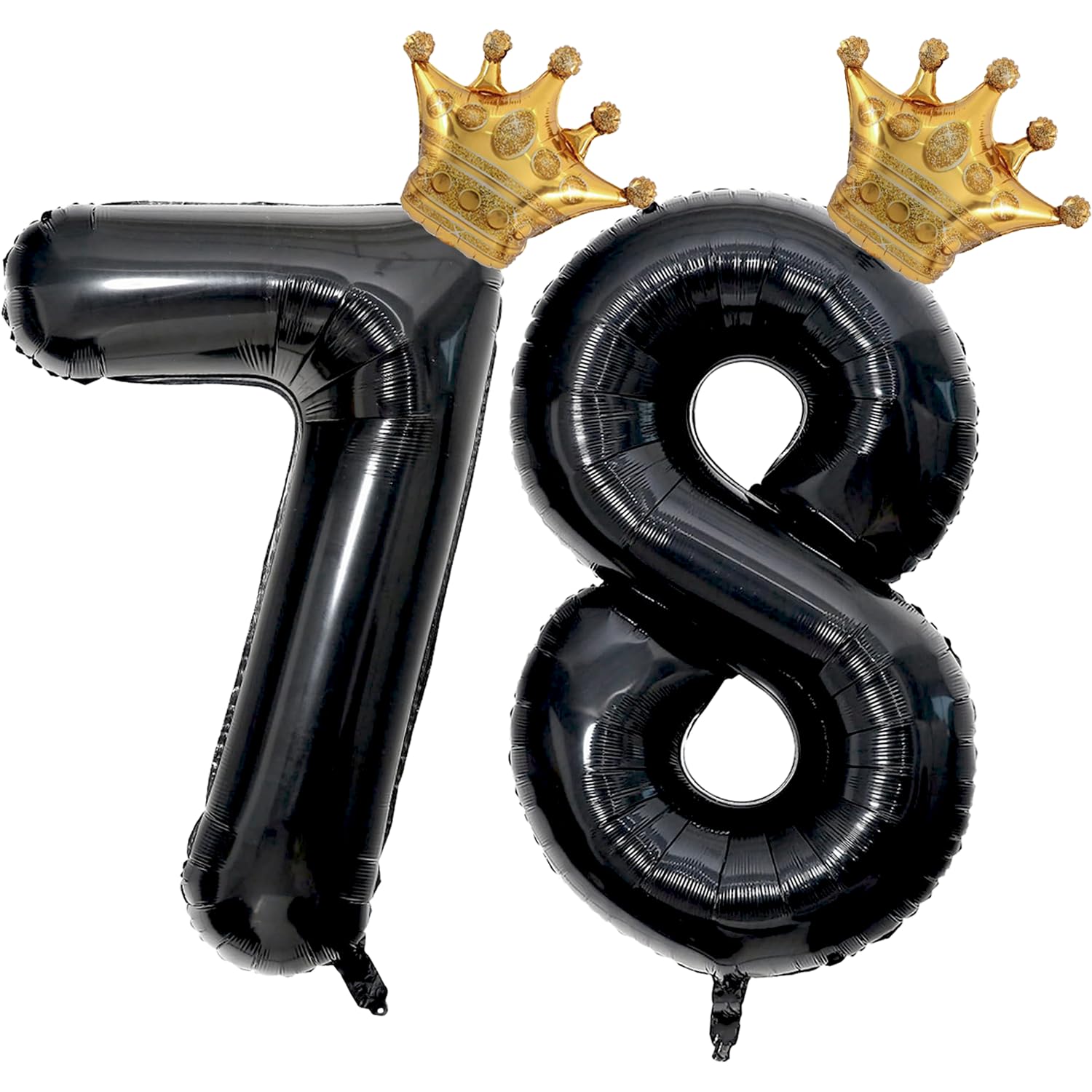40 inch Large Black 78 Balloon Number with Gold Crown Balloons 78th Birthday Big Foil Mylar Helium Balloon for Women Man 78th Birthday Anniversary Decorations Supplies Favors(Number 78 Balloons）