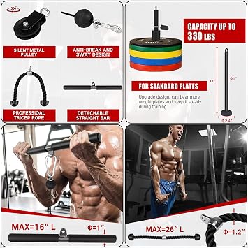 pulley cable machine LAT lat pull down cable training equipment professional muscle strengthening fitness equipment for men women forearm wrist roller trainer fitness equipment heavy duty pulley