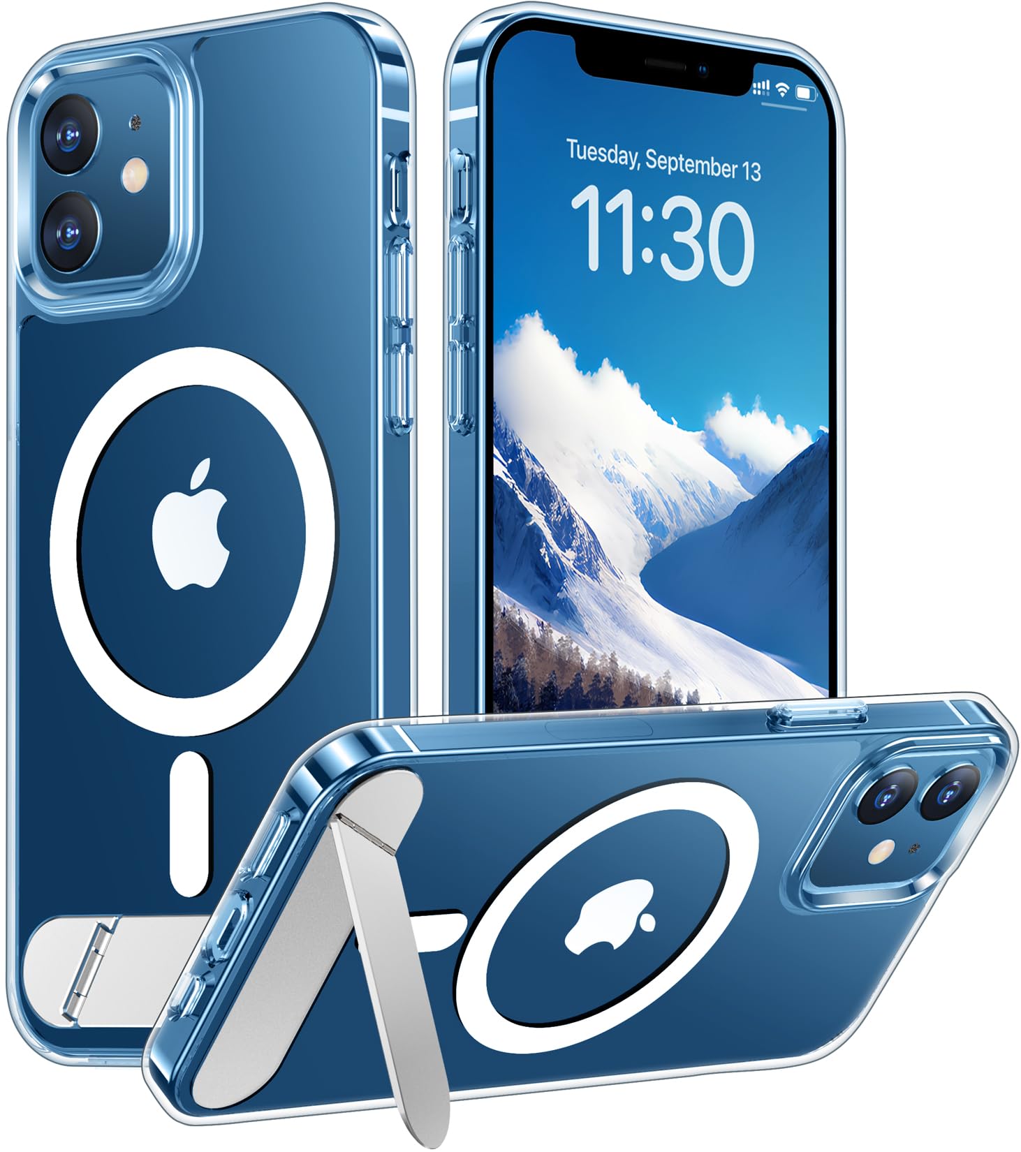 Temdan Magnetic Compatible with iPhone 12 Case &amp; iPhone 12 Pro Case, [Built-in Invisible Kickstand][Compatible with MagSafe] [Military Grade Shockproof] Slim Thin Phone Case 6.1"