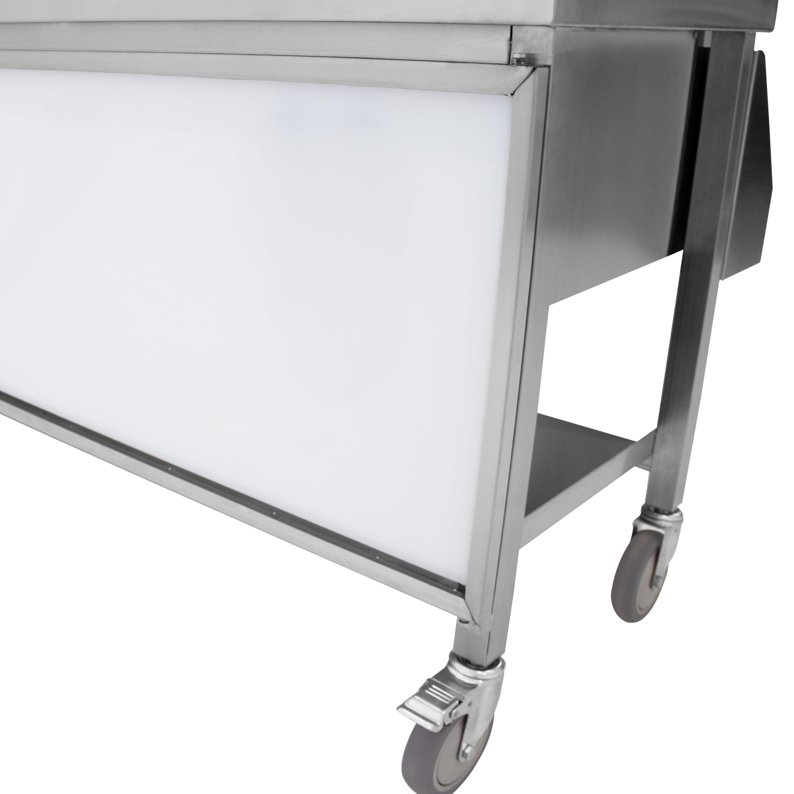 Postazione Mobile Cocktail Acciaio Inox Bancone Effetto Legno Ghiaccio Isolato 62L Lavello Integrato Mensole Doppio Livello Speed Rail Contenitori Gastro Portacoltelli Lavagna Magnetica e Shaker