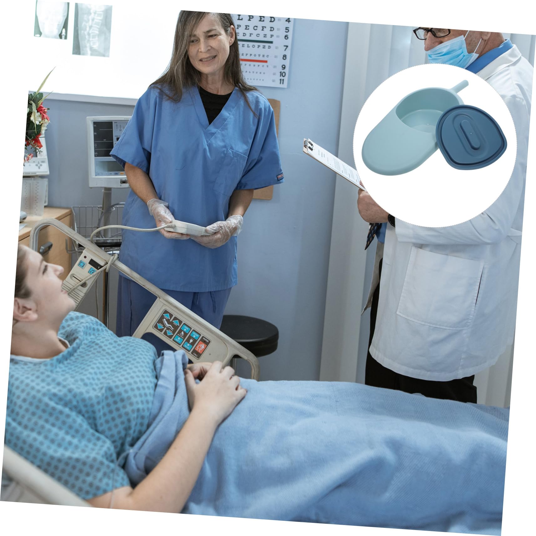 COLLBATH Padella per Anziani Allettati con Coperchio Antitrabocco Portatile in Pp per Donne e Uomini, Design Semplice e Moderno per Uso Ospedaliero e Domiciliare