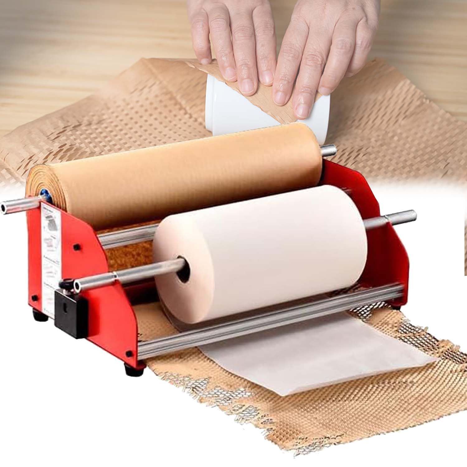 FHRKA Honeycomb Packing Paper Roll Dispenser, Accommodates Up to 50CM Width and 250M Length for Office Transport and Protection