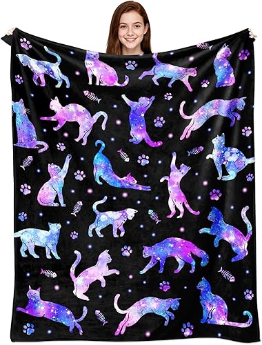 Manta de Gato para Amantes de Gatos, Regalo Suave y Cálida de Franela, Manta de Gatos para Arropar, Regalo para Niñas, Mujeres, Niños, Adultos 50" X