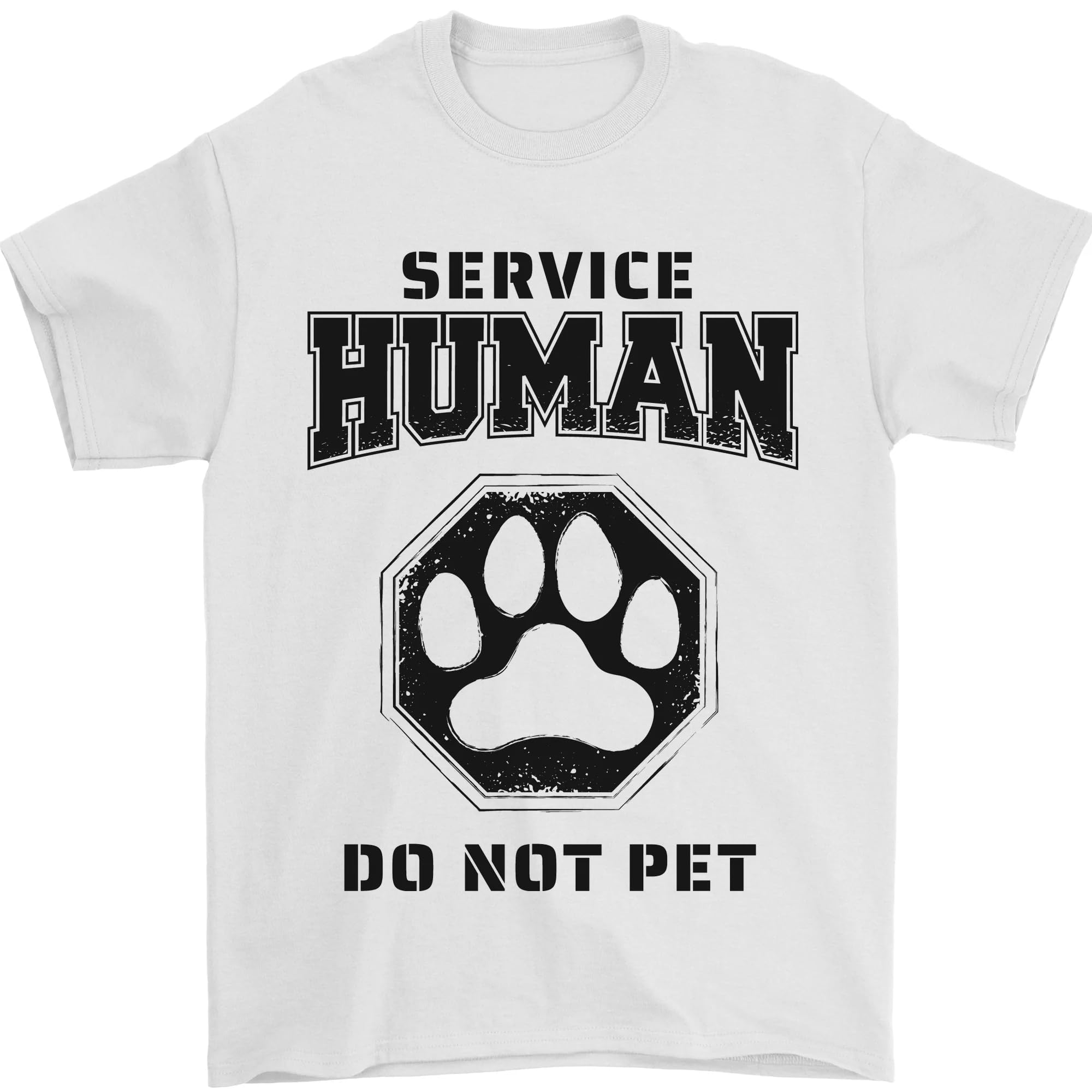 Funny Dog Service Human Do Not Pet Mens T-Shirt 100% Cotton White L