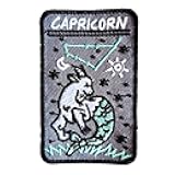 Capricorn Zodiac Embroidery Iron On Patch - Mythical Sea-Goat with Constellation & Celestial Motifs, DIY Heat Transfer Applique for Jacket, Bag, Hat, Astrology Themed Embroidered Badge