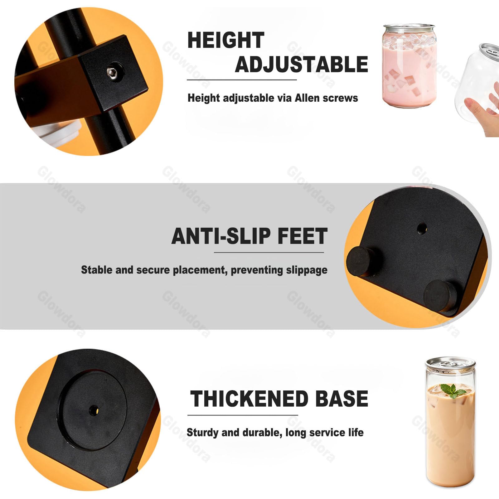 Selladora Manual De Latas, Altura Ajustable, Máquina De Envasado Manual, Máquina De Sellado De Latas para Vasos, Uso Doméstico Y Comercial (Selladora De Latas) Black