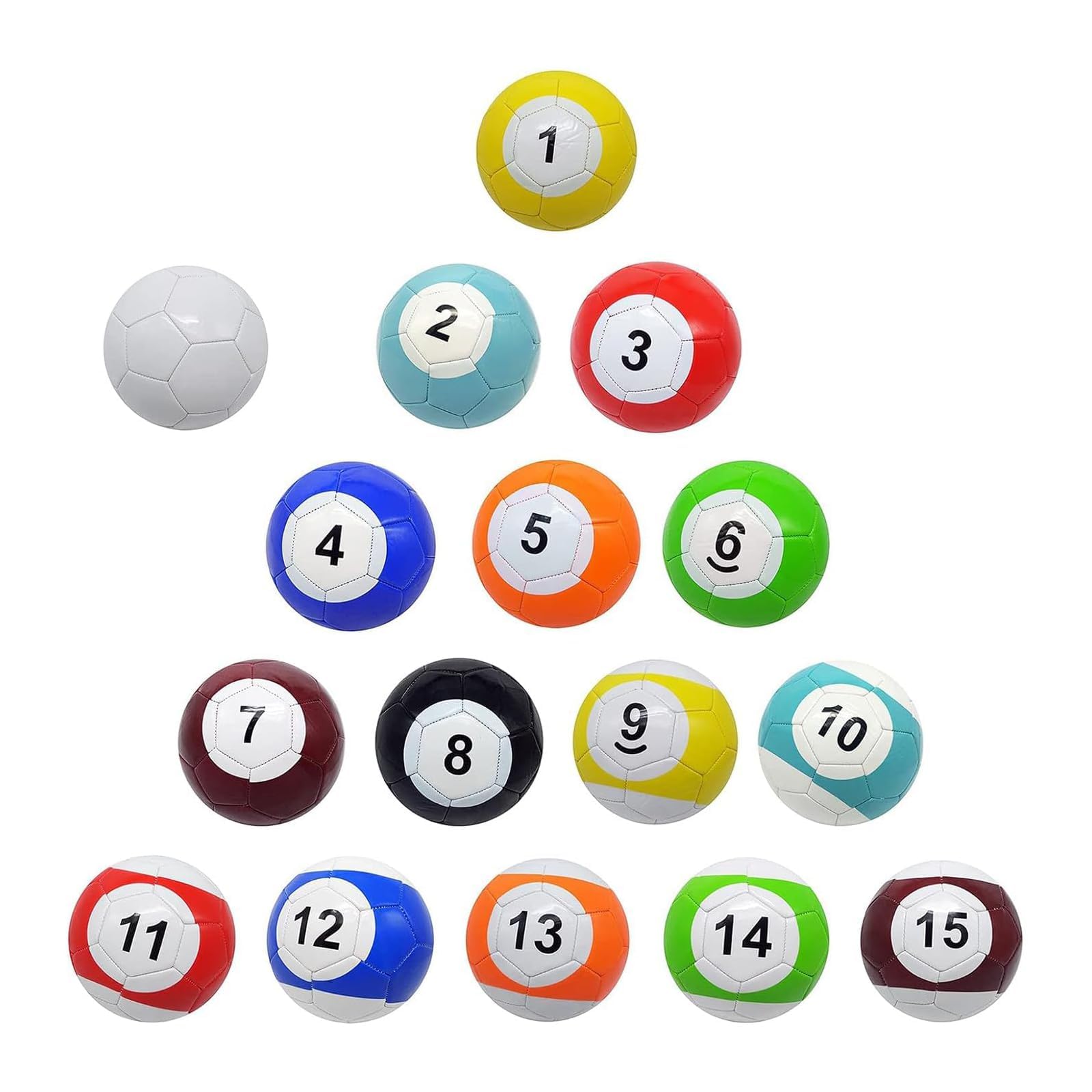 Lot de 16 balles de billard gonflables en cuir synthétique pour fête, jardin, pelouse