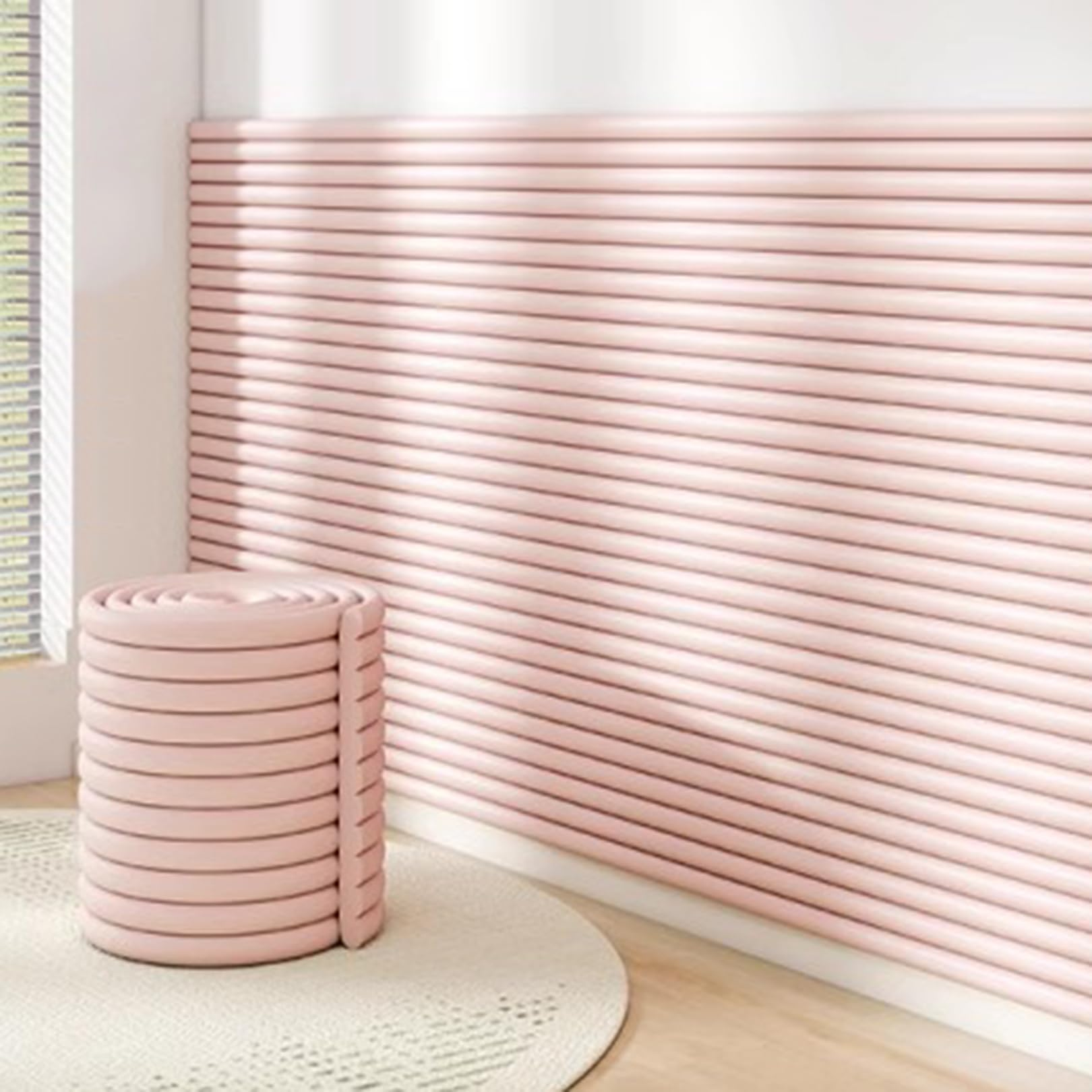 Panneaux muraux rembourrés, Panneaux muraux rembourrés Auto-adhésifs, Coussin de tête de lit 3D Revêtements muraux pour Chambre d'enfant,Rose,40cmx200cm