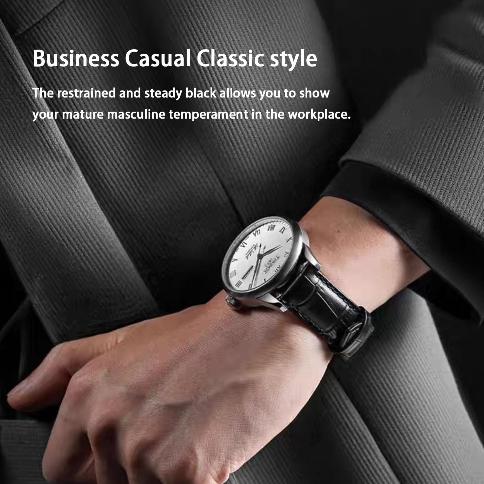 Nizonlaie Watch Bands Quick Release Genuine Leather Strap Alligator Grain Calfskin Watch Business Casual Universal Straps Wides 12mm 14mm 15mm 16mm 17mm 18mm 19mm 20mm 21mm 22mm 24mm for Men Women