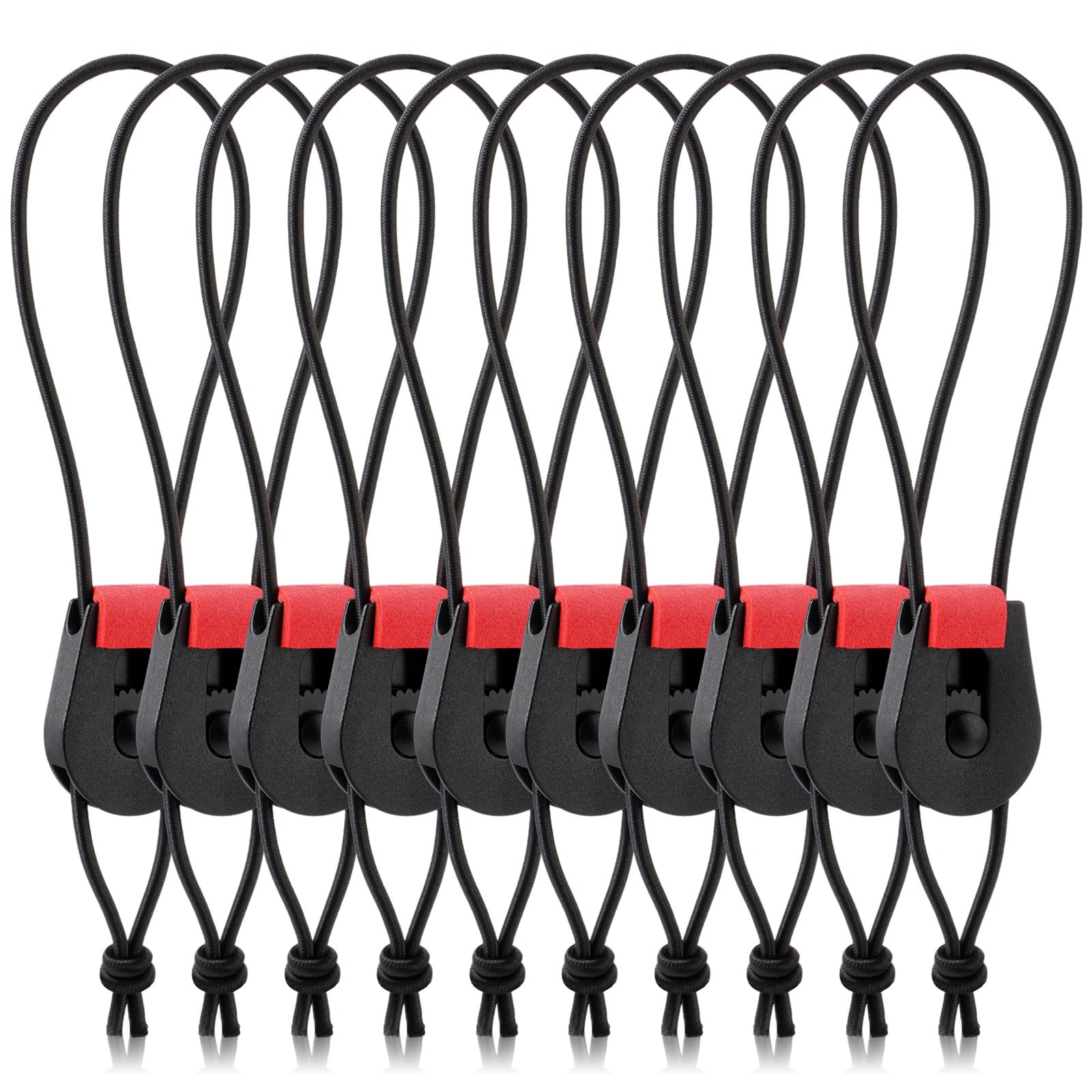 10 Pcs Adjustable Fishing Quick Rod Ties Stretchy Wrap Pole Straps Reusable Quick Rod Ties Fishing Rod Bungee Ties for Casting Rod Fly Rods (Red)