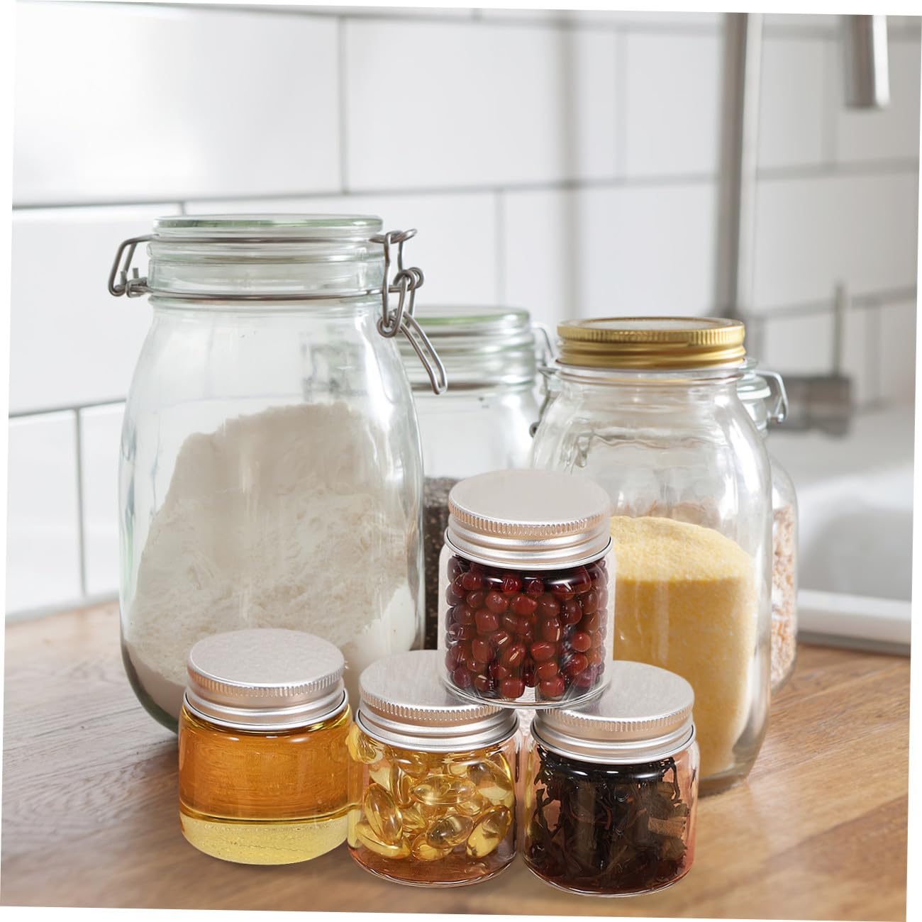 Tarros Pequeños de Vidrio Multiusos para Almacenar Especias y Alimentos de 50 Ml con Tapas Selladas 20 Ideales para Guardar en Armarios o Bolsillos