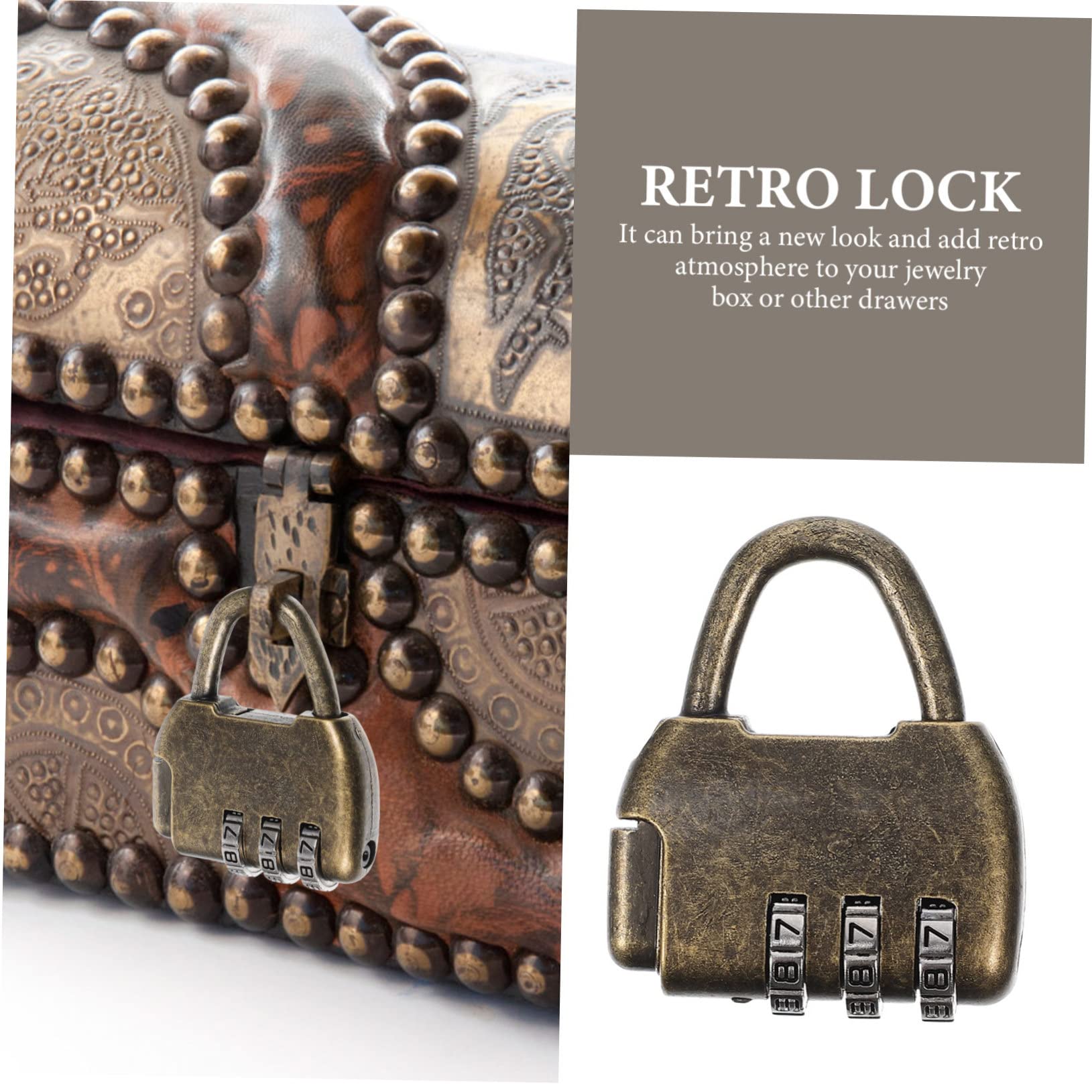 Uonlytech 4 Ensembles Serrure De Style Ancien Chinois Boite À Code Boite Rangement Combinaison Sans Clé Serrure À Combinaison Vintage Serrures De Salle D'évasion Cadenas Rétro 4 Pièces * 4