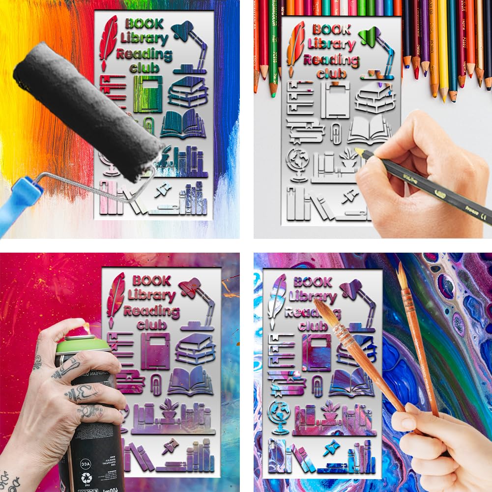 BEUNITONE Book Metal Stencils for Journaling, Crafts, Painting - Reusable Planner Stencils for Notebook, Cards, Scrapbook Art Projects - Personalized DIY Journal - Image 3