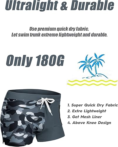 Miniatura 5 de Coofandy - Traje de baño para hombre con bolsillo con cierre de cremallera