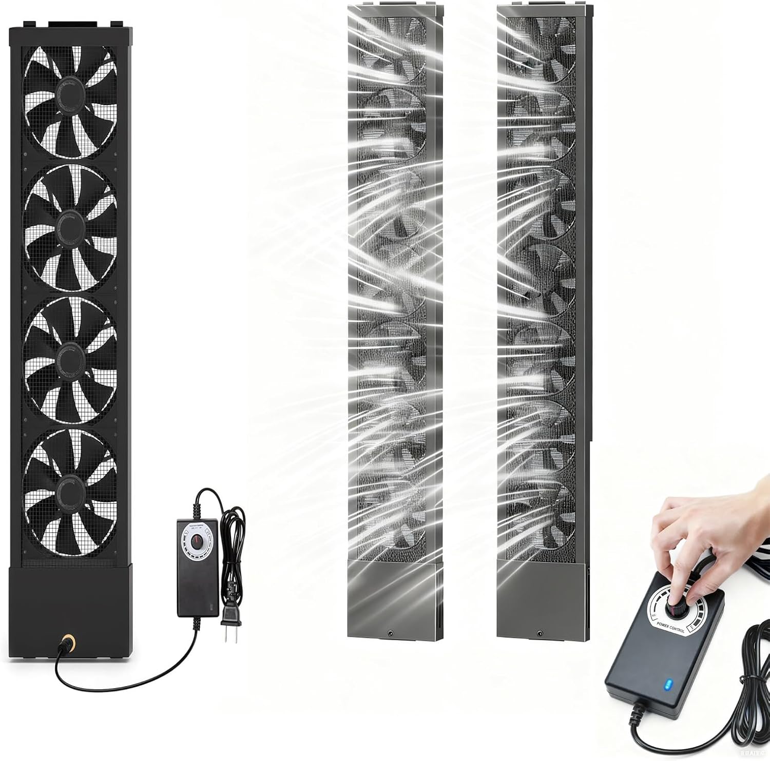 39-189cm Adjustable Vertical Window Exhaust Fan for Sliding Windows, Tool-Free Installation, Variable Speed Control, Ideal for Bedrooms, Card Rooms, Restrooms (15.3-19.3in)