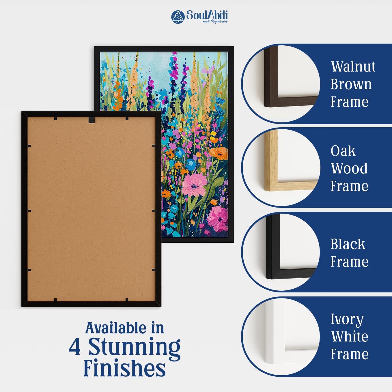 SoulAbiti Vibrant Floral Landscapes Framed Wall Art Print Set of 2 12x18 inch Light Brown Frame Plexi-Glass Pop Art Prints Home Living Room Bedroom Office Décor 3