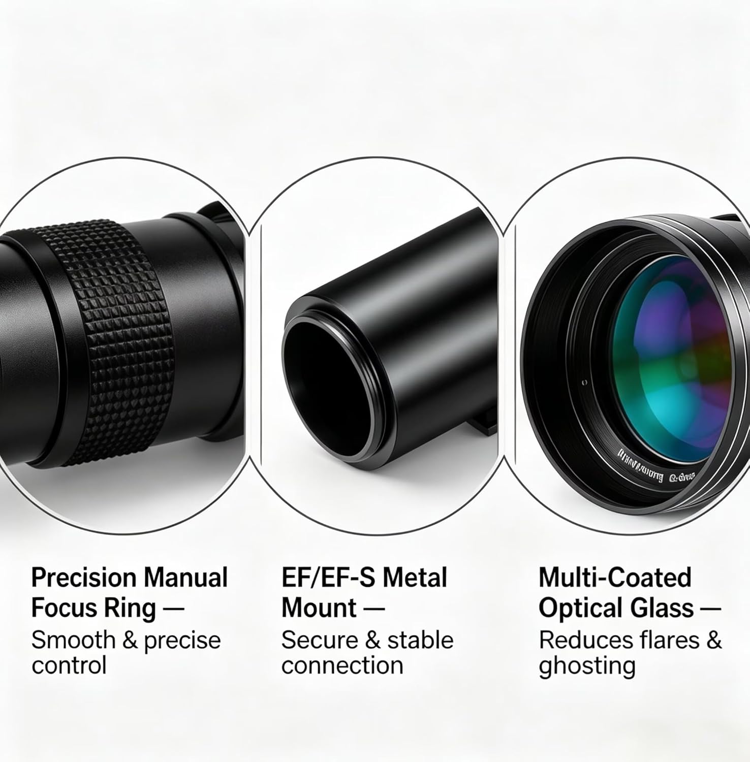 JINTU 420-800mm f/ 8.3 Manual Telephoto Zoom Lens + T-Mount for Canon EOS Rebel SL2 SL1 T3 T3i T4i T5 T5i T6 T6i T6s T7 T7i 4000D 6D 7D 60D 70D 77D 80D 5D II/III/IV 550D 650D SLR Camera Lenses 5 71ib757keCL. AC SL1500