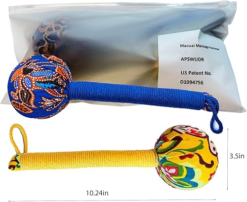 Miniatura 2 de Masajeador manual de martillo, martillo de masaje de cuerpo entero, martillo de masaje para dolor de espalda, diseño patentado2P azul y amarillo..