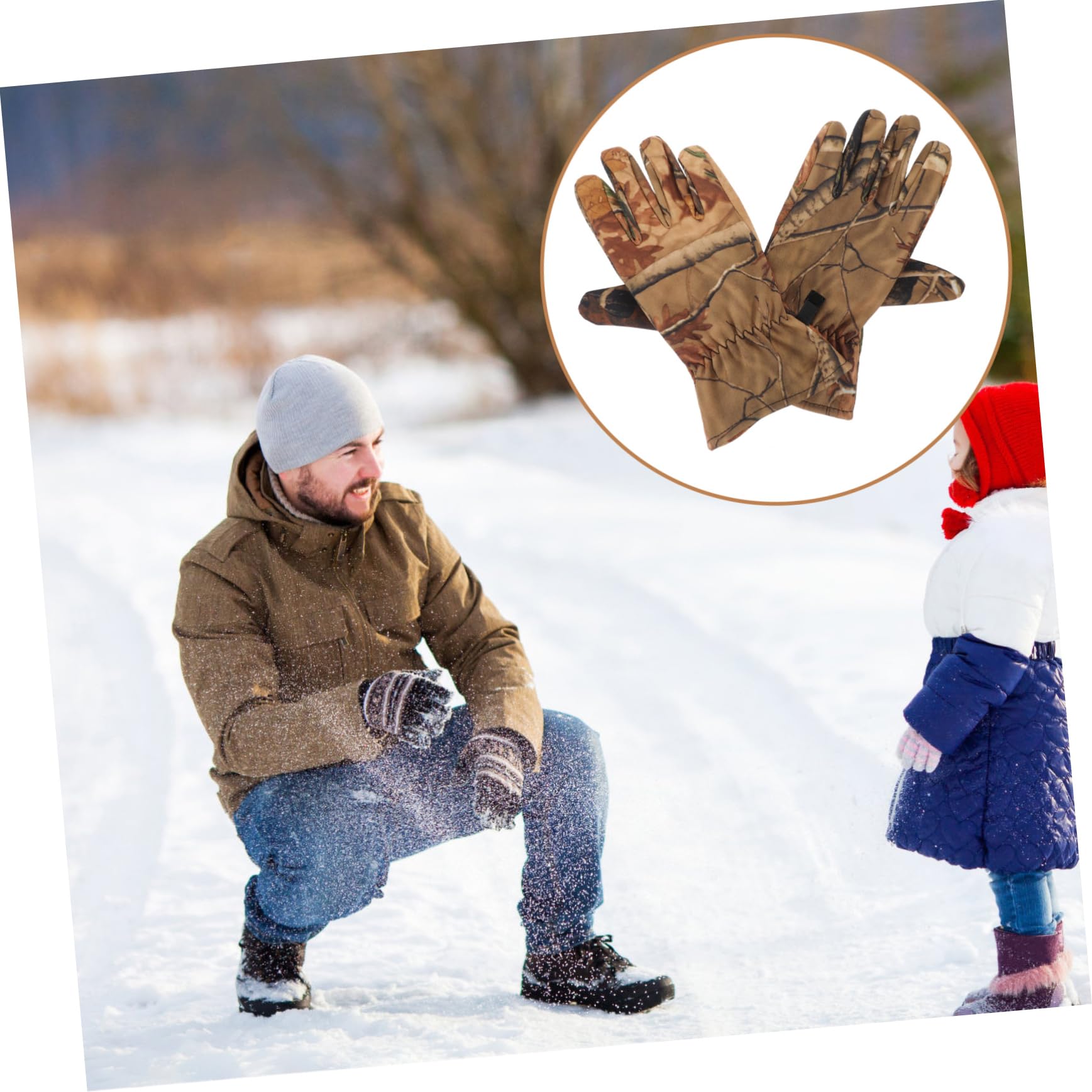 GANAZONO Guantes Forro Polar de Camuflaje Impermeables para Caza Dedos Completos Cálido y Resistentes al Viento para Actividades al Aire Libre y Esquí