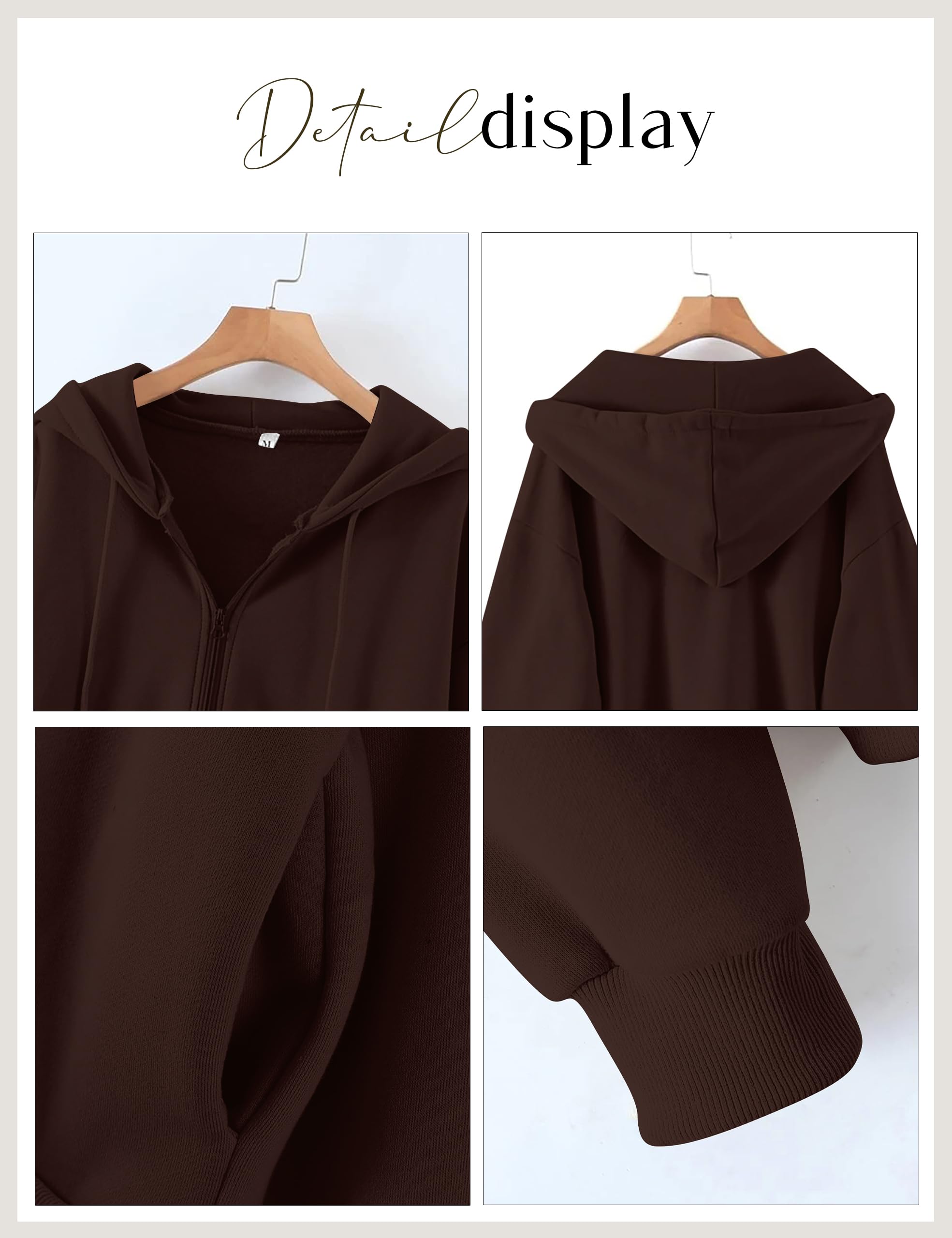 Meladyan Felpa da donna oversize tinta unita con cappuccio con coulisse con cappuccio a maniche lunghe in pile vintage felpe giacche tasche anni '90